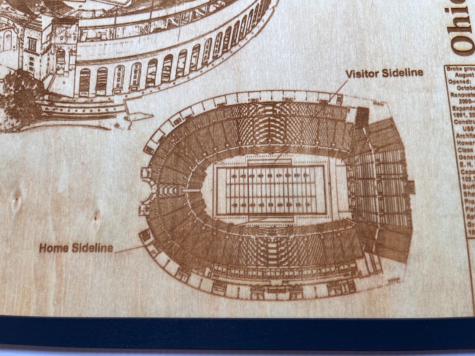 Ohio Stadium Columbus, Ohio Wood Engraved Blueprint