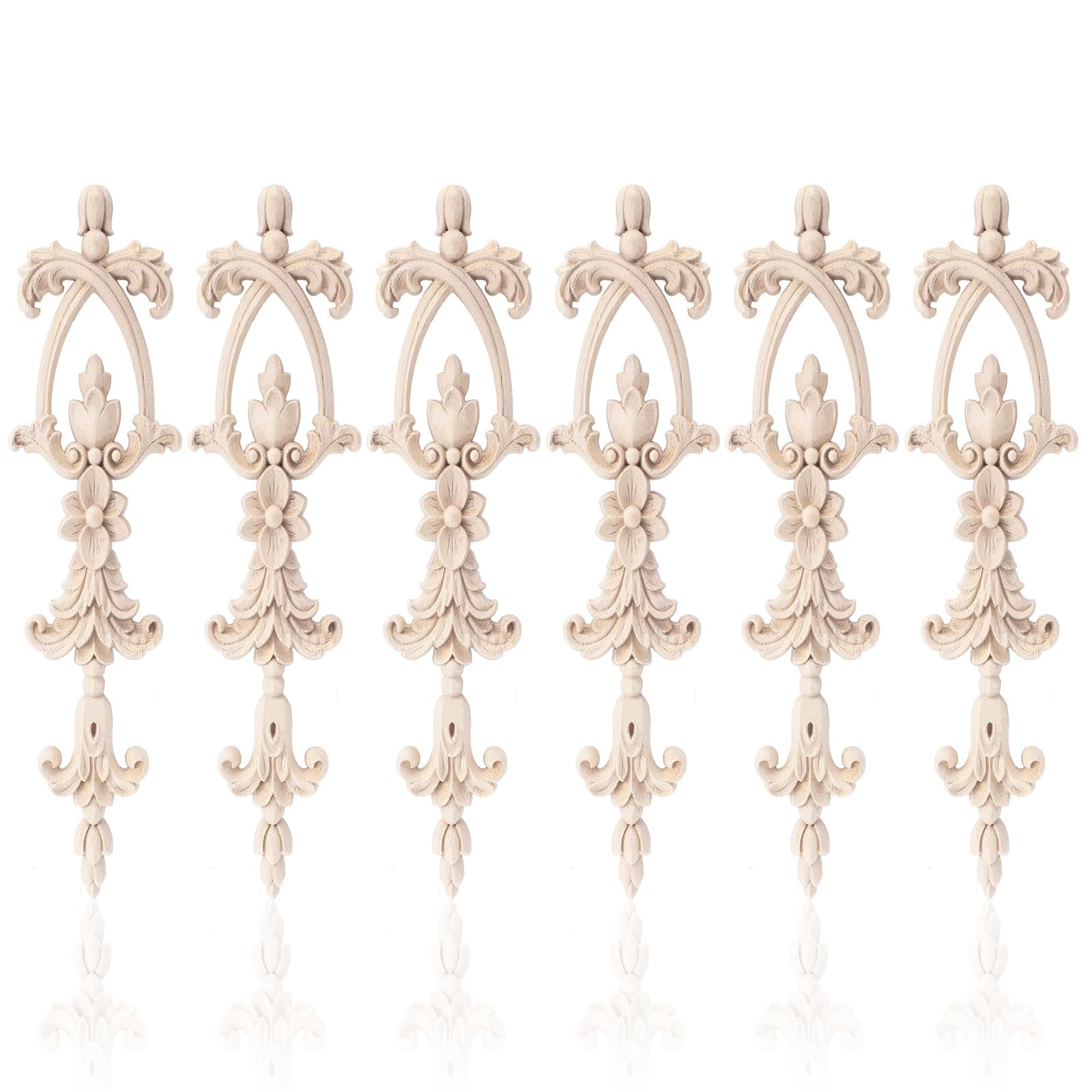 6 Pcs Long Wood Carved Appliques Onlays Frame Decals Frame Furniture Decorati…