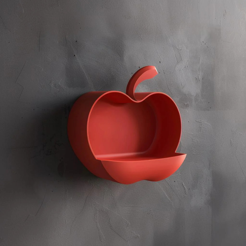3D Printed Apple Wall Shelf | Modern Fruit Inspired Floating Shelf