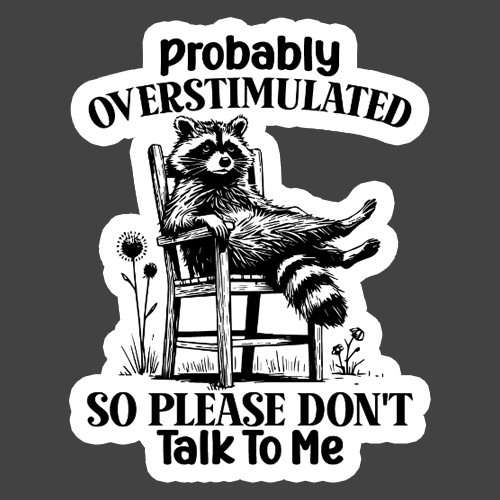 Raccoon Sticker Vinyl Decal Overstimulated Dont Talk To Me Funny
