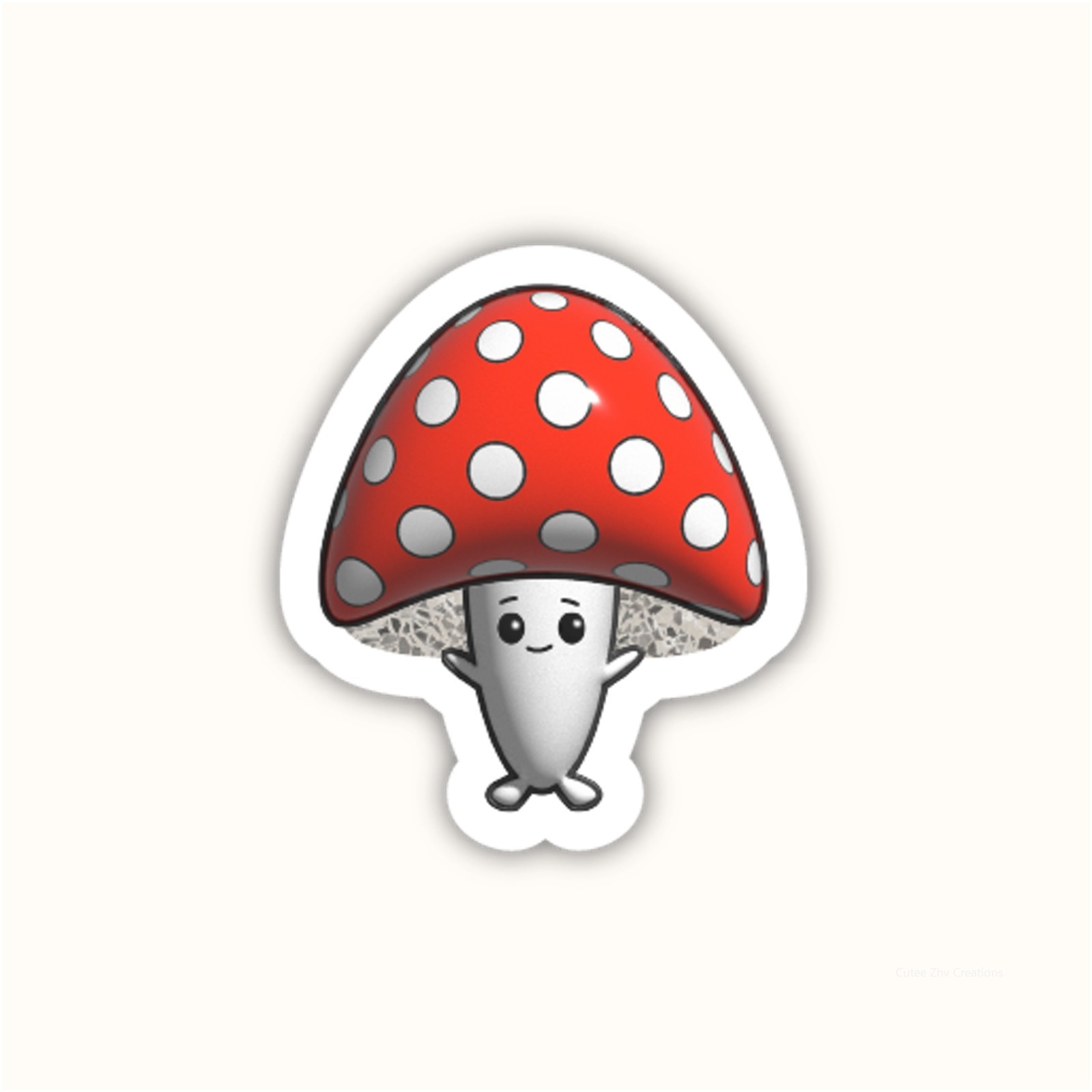 Red Mushroom Vinyl Sticker Kawaii Design Psychedelic Decal for Car Bottle Laptop