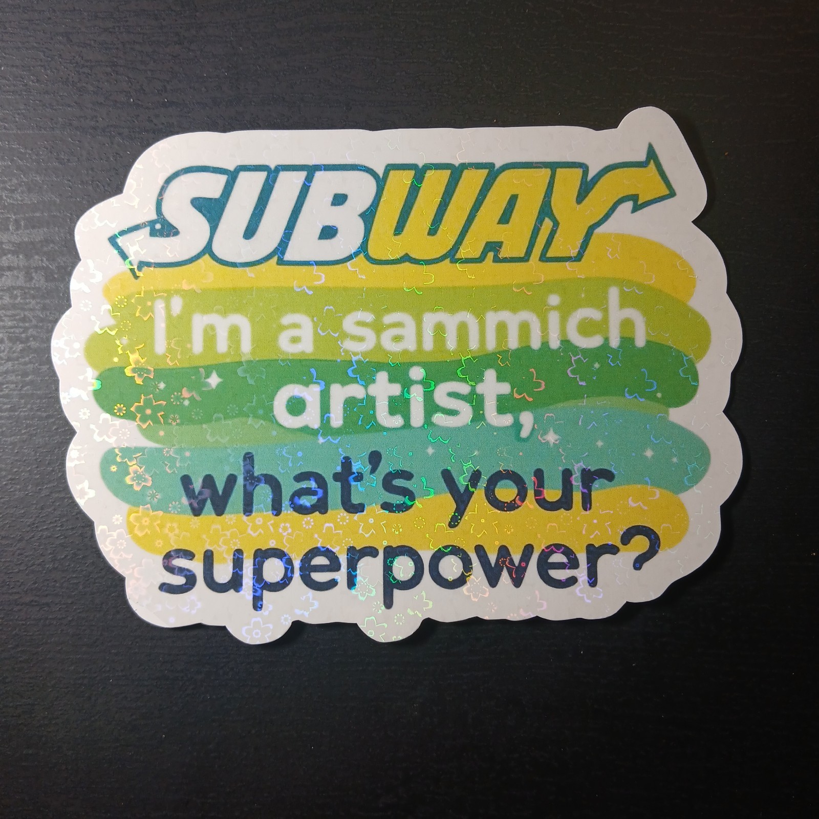 Subway Employee Holographic Sandwhich Artist Vinyl Glitter Sticker