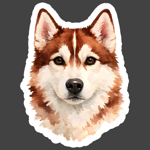 Husky Sticker Vinyl Decal Red Siberian Watercolor Dog Lover Gift