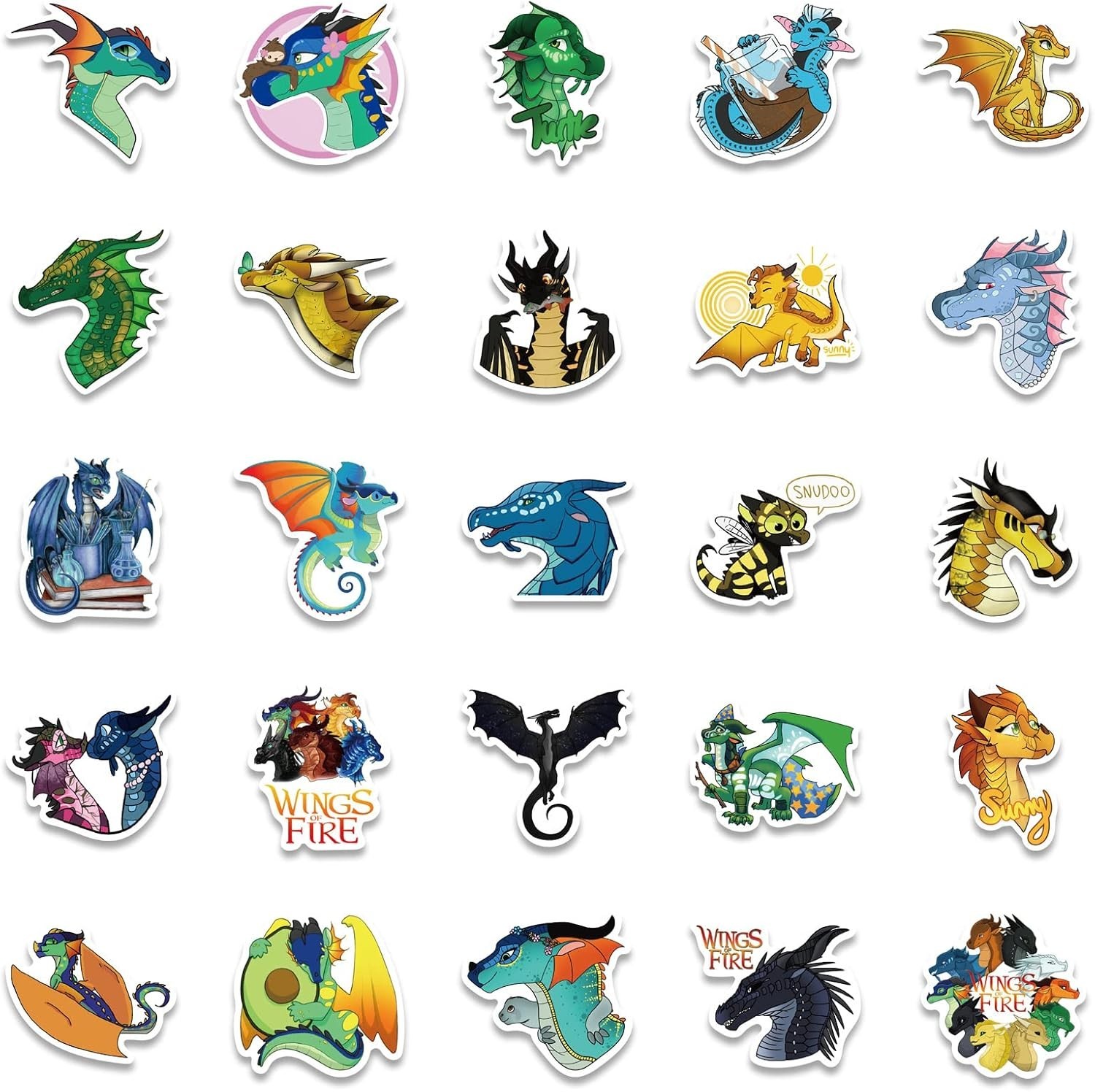 110 Pcs Waterproof Vinyl Kawaii Stickers – Wings of Fire Dragon Designs