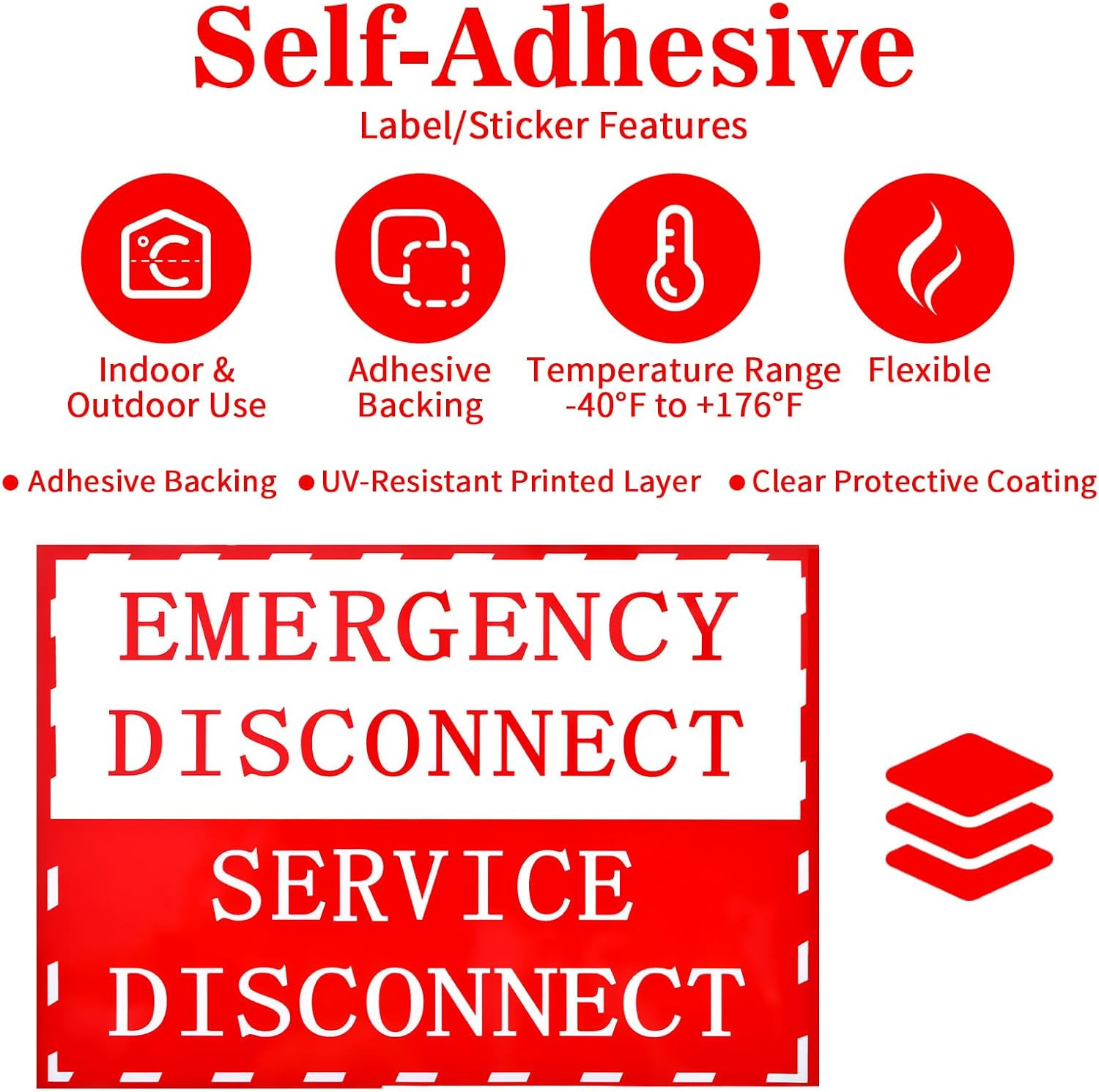 12PCS NEC Compliant Emergency Disconnect Sticker, 5X3.5 Inch Emergency-Disconnec