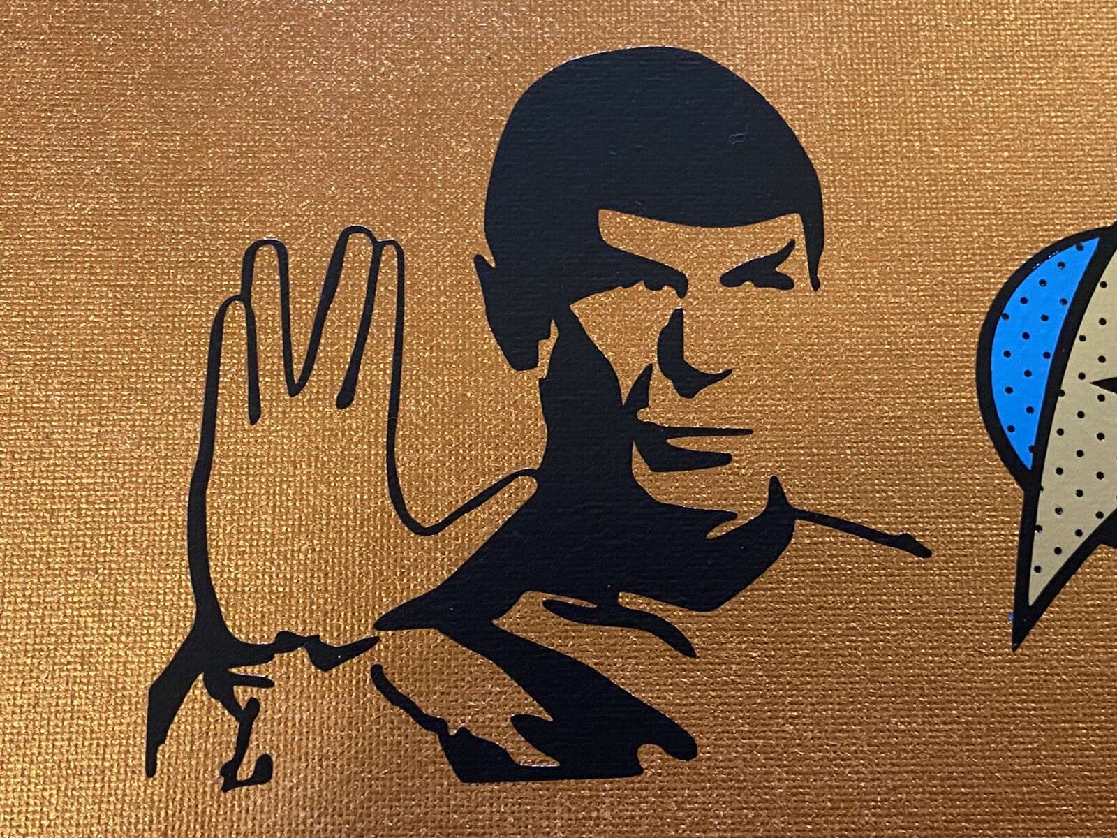 Handcrafted Star Trek Kirk & Spock Vinyl On Canvas 9×12 Signed Artwork B