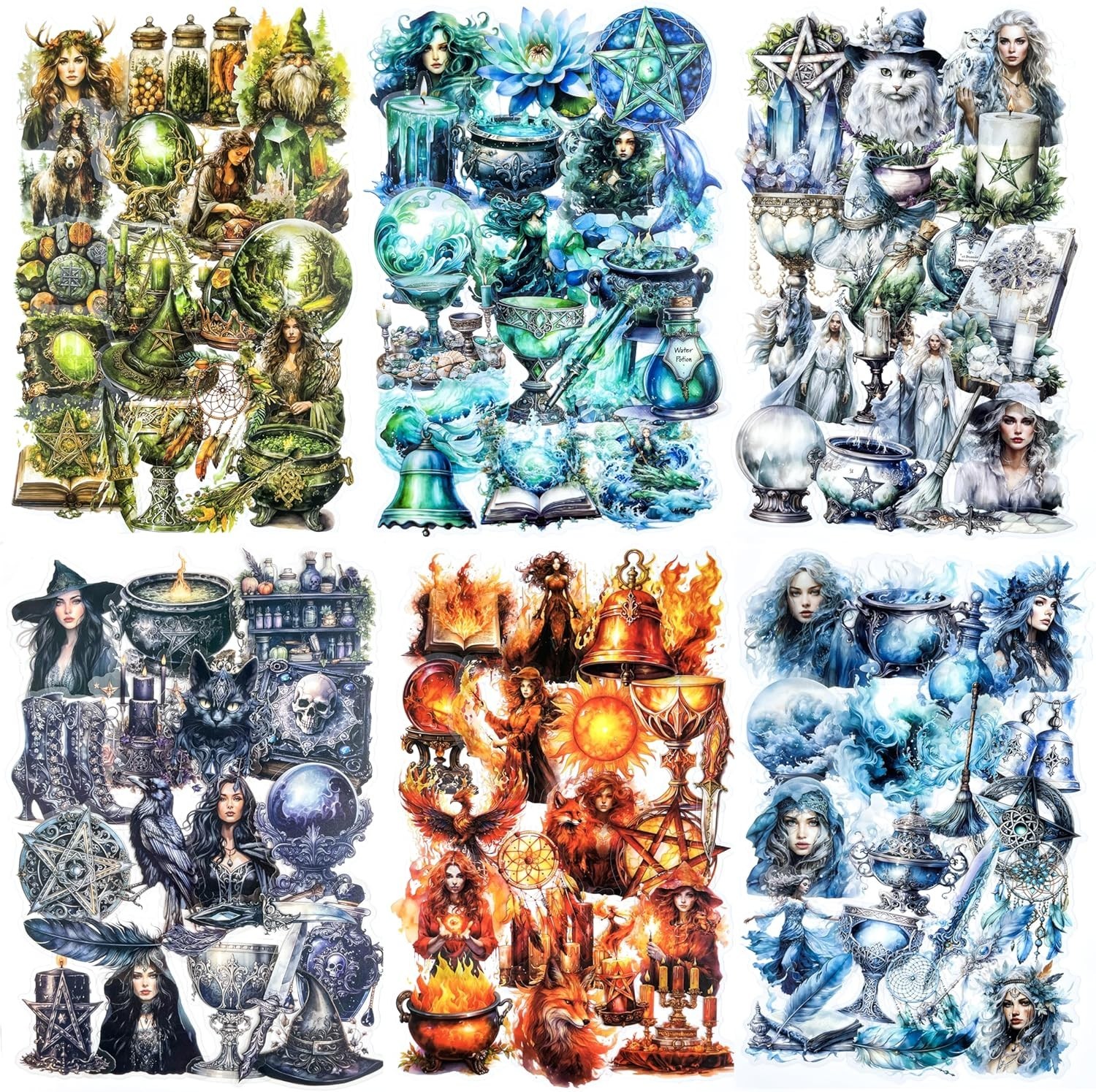 240Pcs Transparent Witch Stickers Variety Pack for Scrapbooking and Journaling