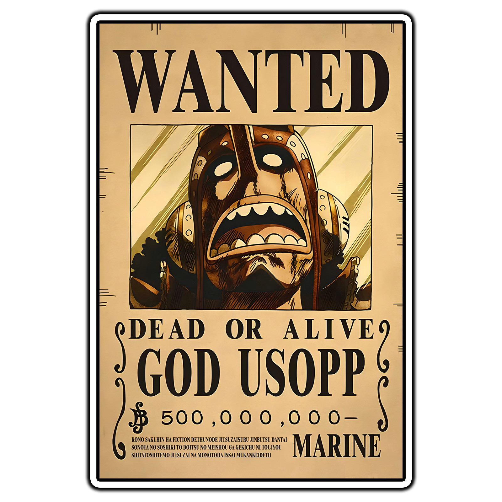 God Usopp Wanted Posted One Piece Fan Sticker Waterproof Vinyl Decal Die-Cut