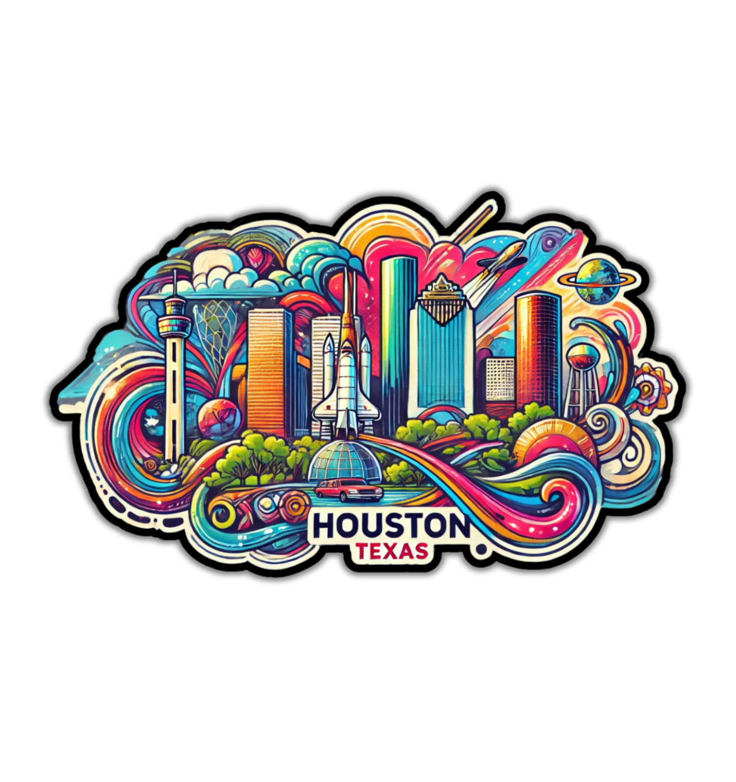 Houston Texas Fridge Magnet or Laptop Sticker