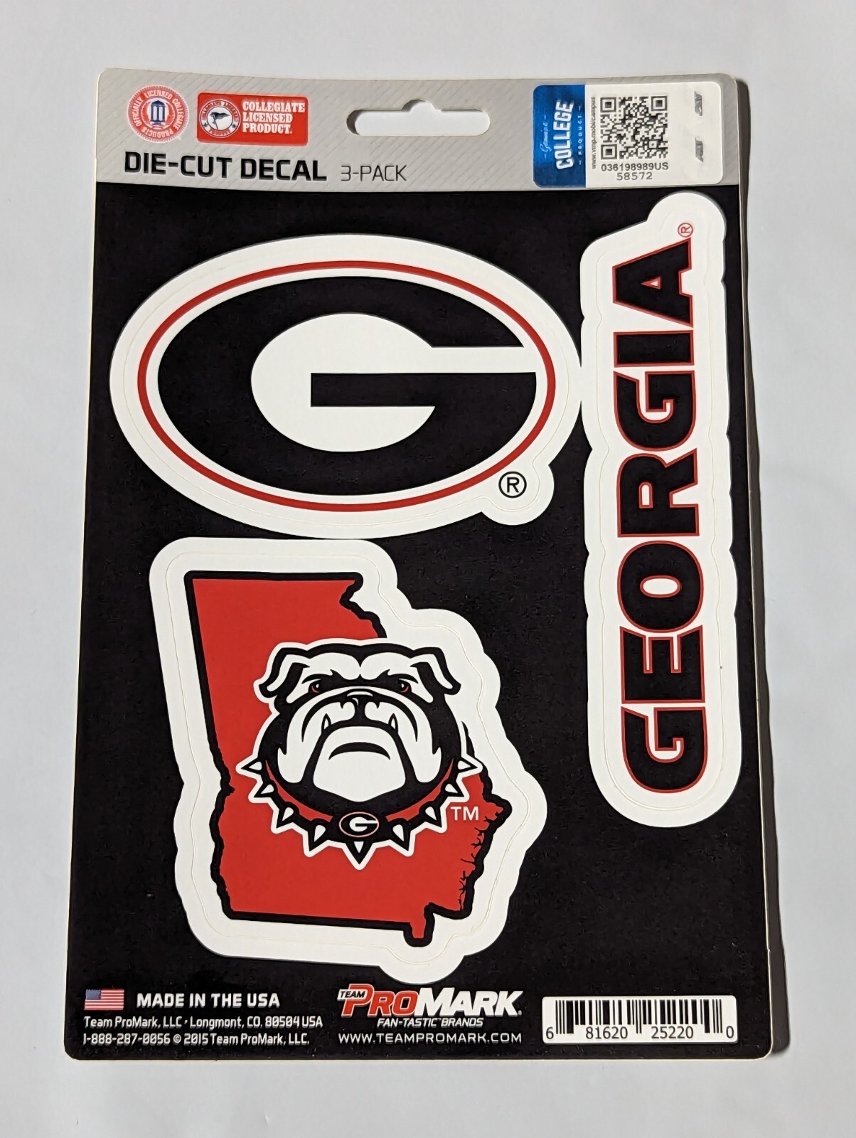 Georgia Bulldogs 3-Pack Die-cut Decals Stickers Sheet Measures 5″ x 7″ New!