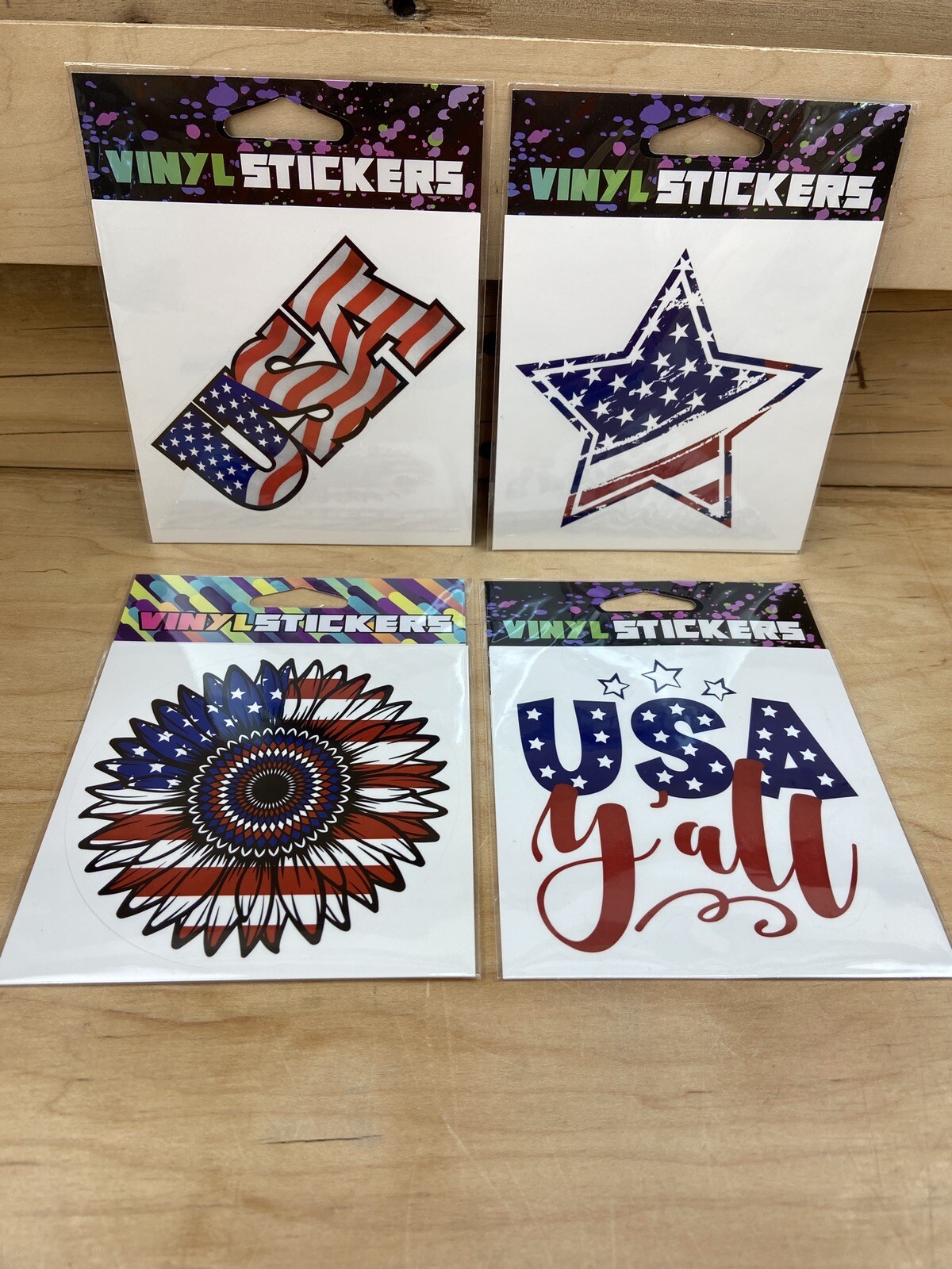 Vinyl Stickers SRP Companies USA Stars & Stripes Repositionable Lot of 4