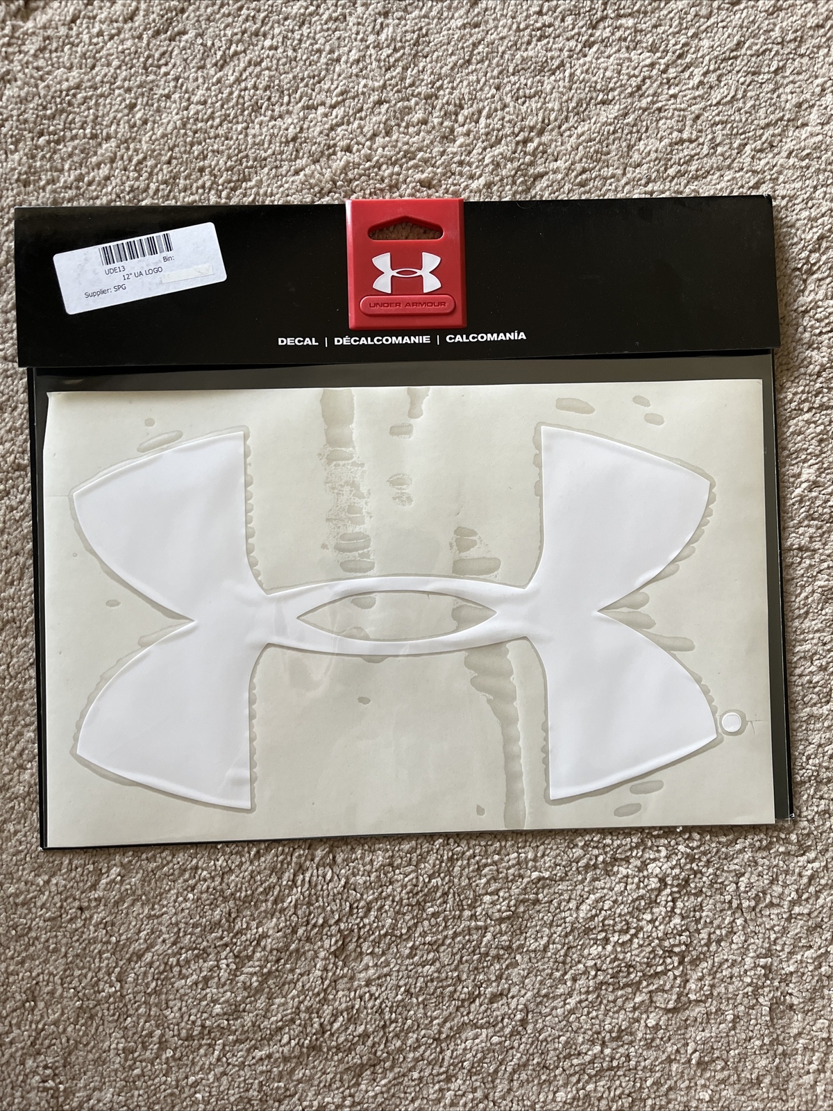 NEW OEM 12” X 6.25” UNDER ARMOUR Large UA Logo Decal WHITE MSRP $16