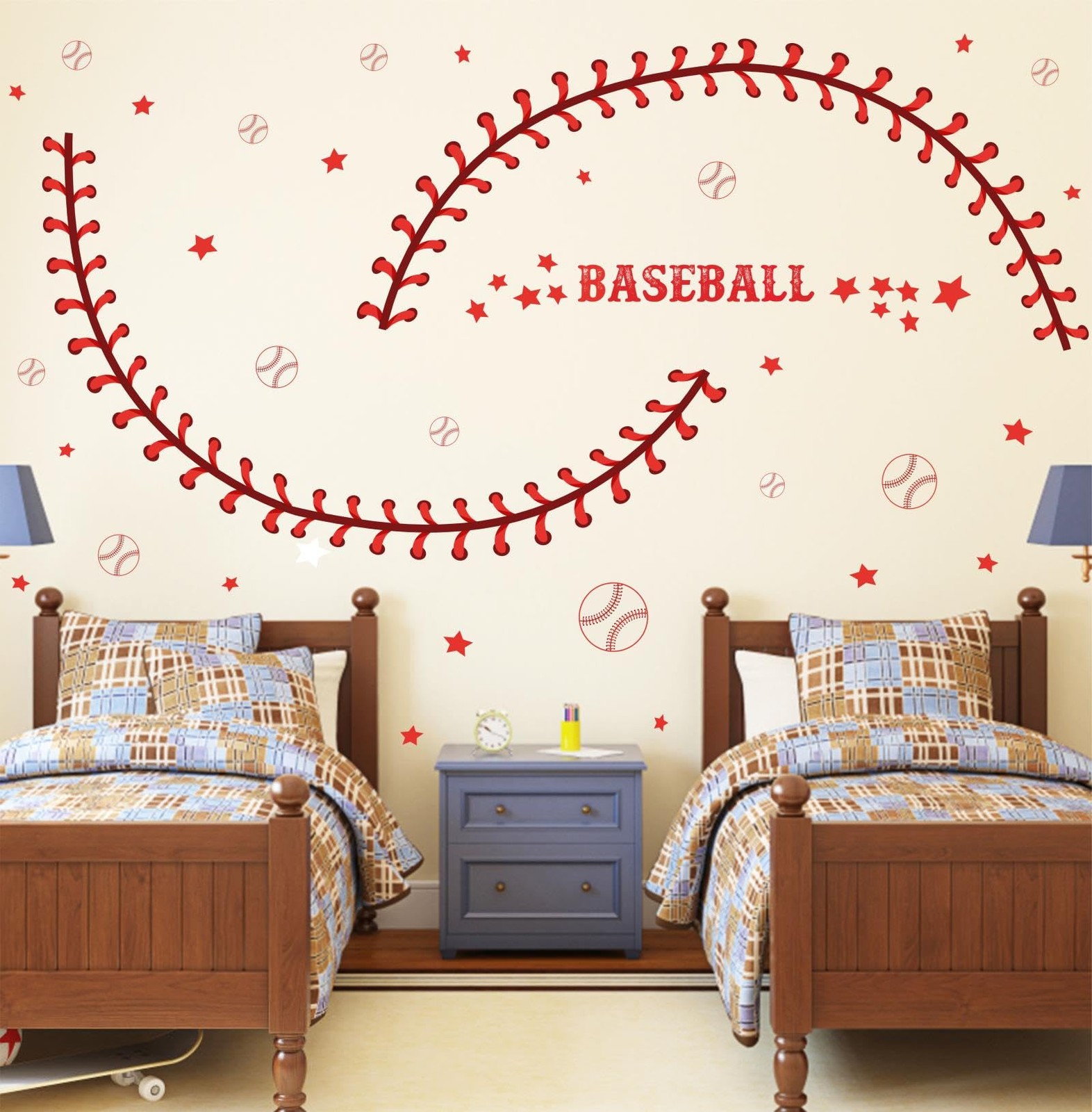 Large Baseball Wall Decals Baseball Lace Stitches Stickers for Wall Ceiling D…