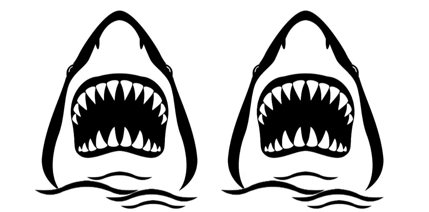 Shark Coming out of Water 2 Pk 5″ Vinyl Decals Vehicle Windows Any Flat Surface