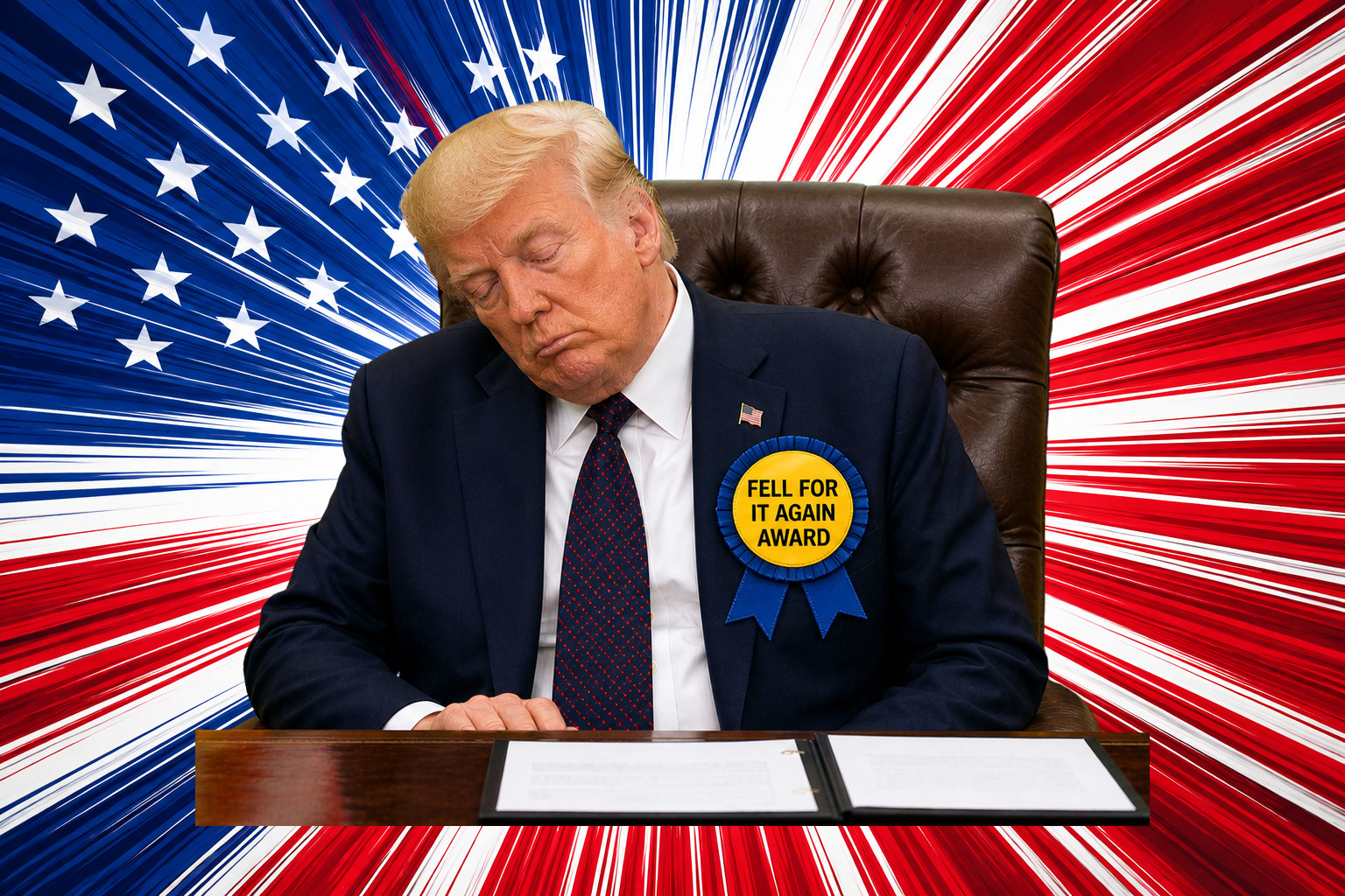 Sleepy Trump Fell For It Again Award 3″ Sticker – Waterproof