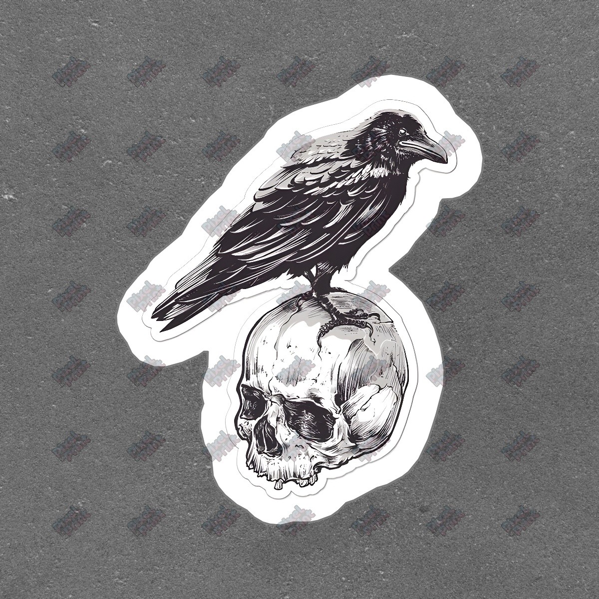 Gothic Crow and Skull Vinyl Sticker Dark Art Decal Perfect for #107241