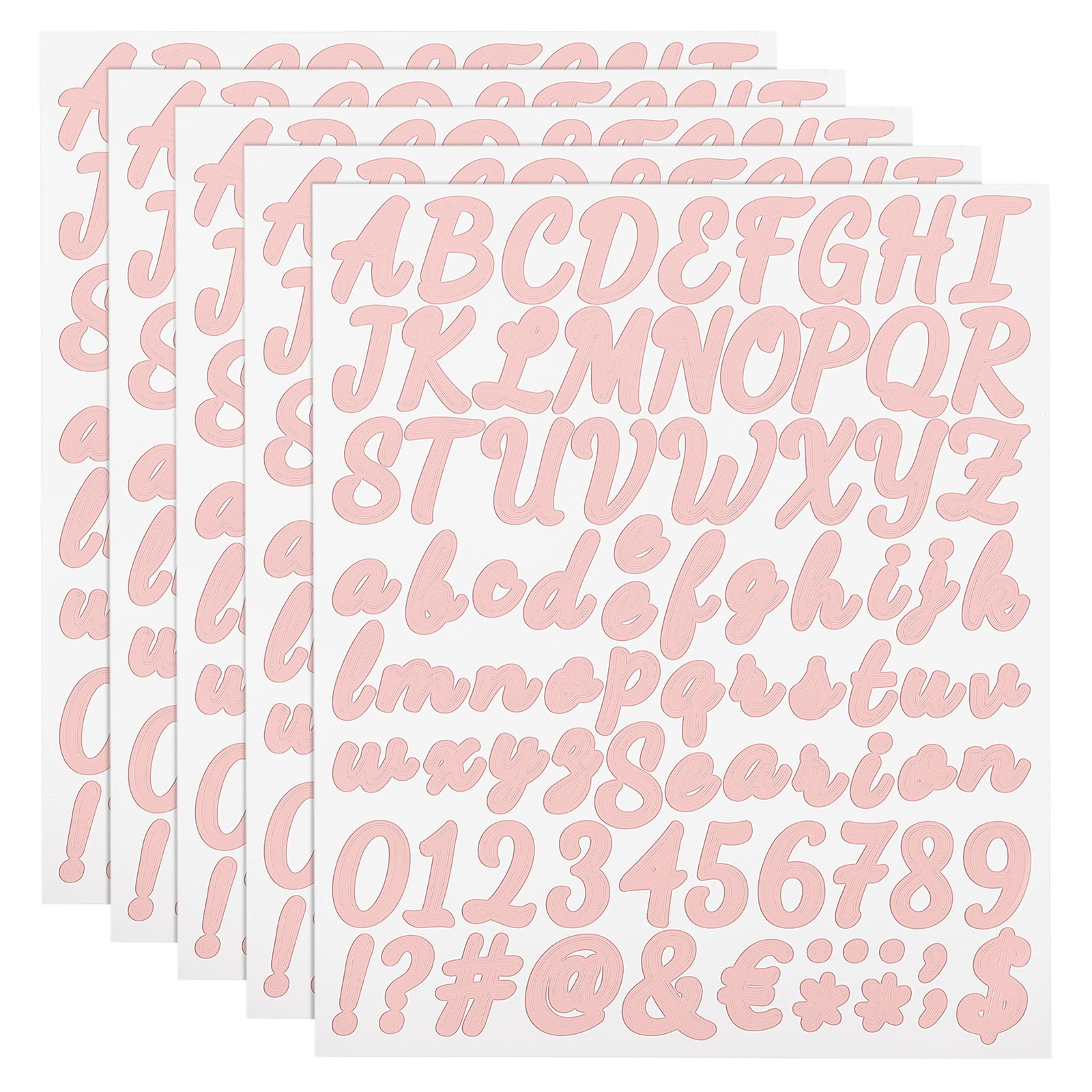 5 Sheet 420Pcs Self Adhesive Vinyl Letter Number Stickers Pink 1 Inch