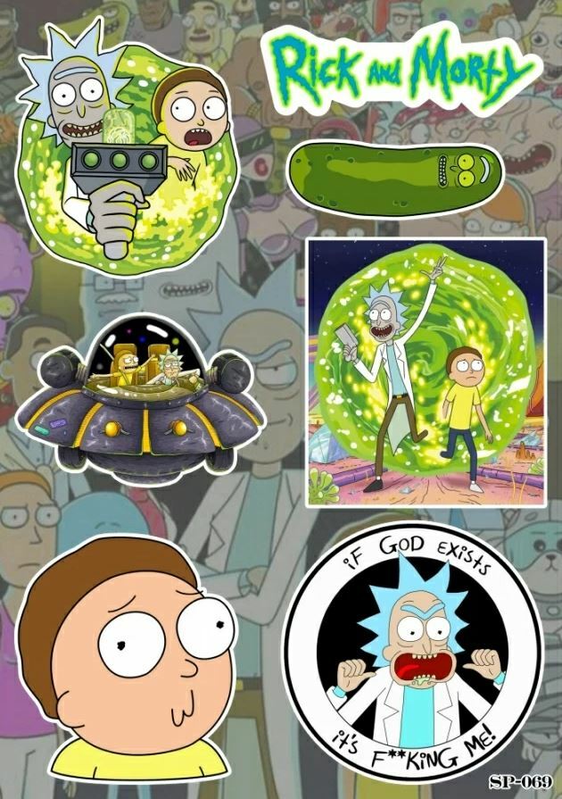 Rick And Morty Sticker Pack | Pickle Rick Sanchez UFO Adult Swim TV Show Logo