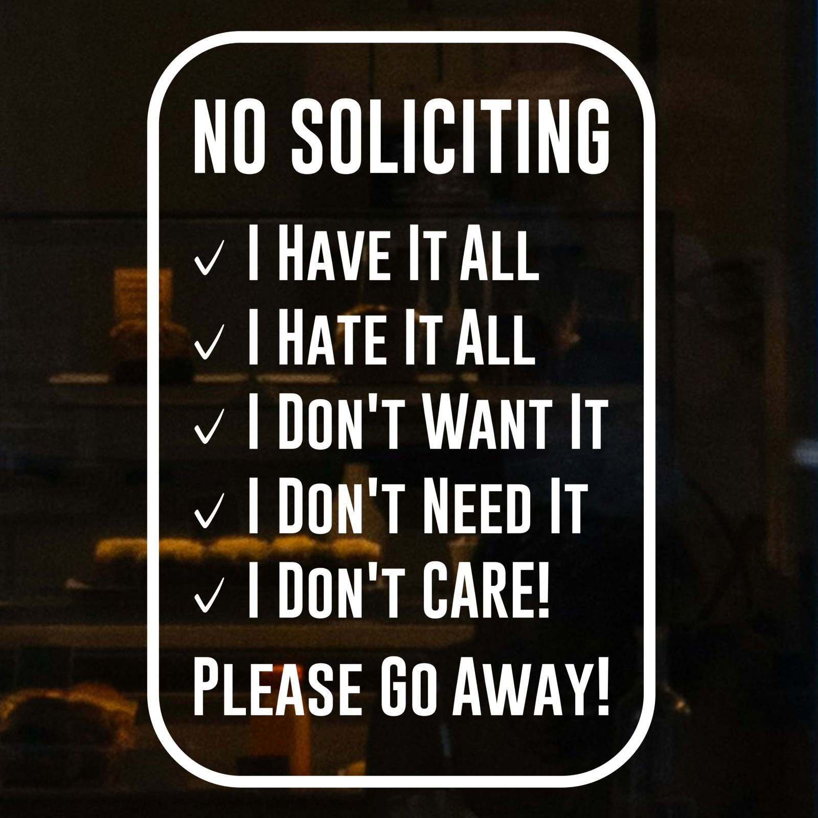 No Soliciting Decal No Solicitation Sticker Door Home Business Office Funny Sign