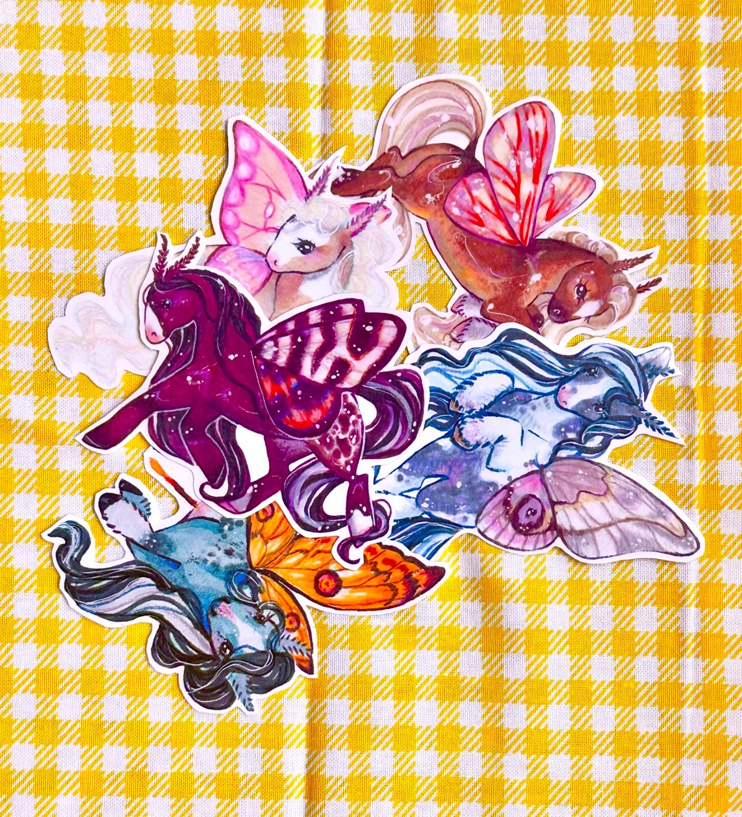Fantasy horse butterfly moth fairy paint vinyl sticker 3” original art by ASV