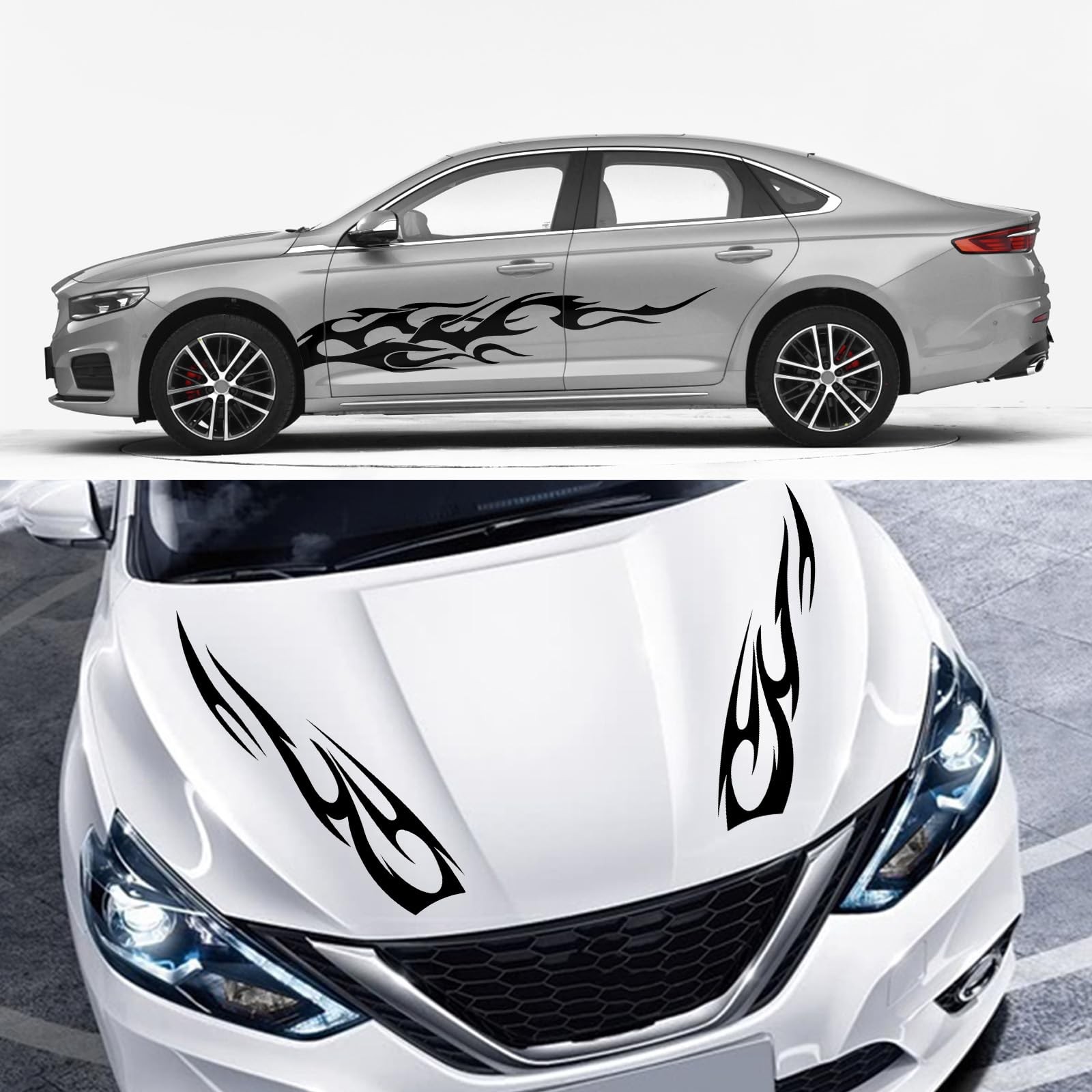 RUIANTE 6PCS Universal Car Racing Body Side Stripe Skirt Decals Car Stripes Deca