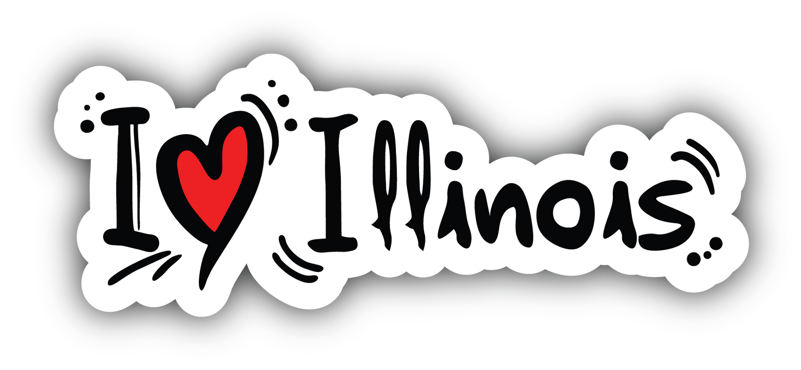 I Love Illinois USA State Slogan Vinyl Sticker Car Bumper Decal
