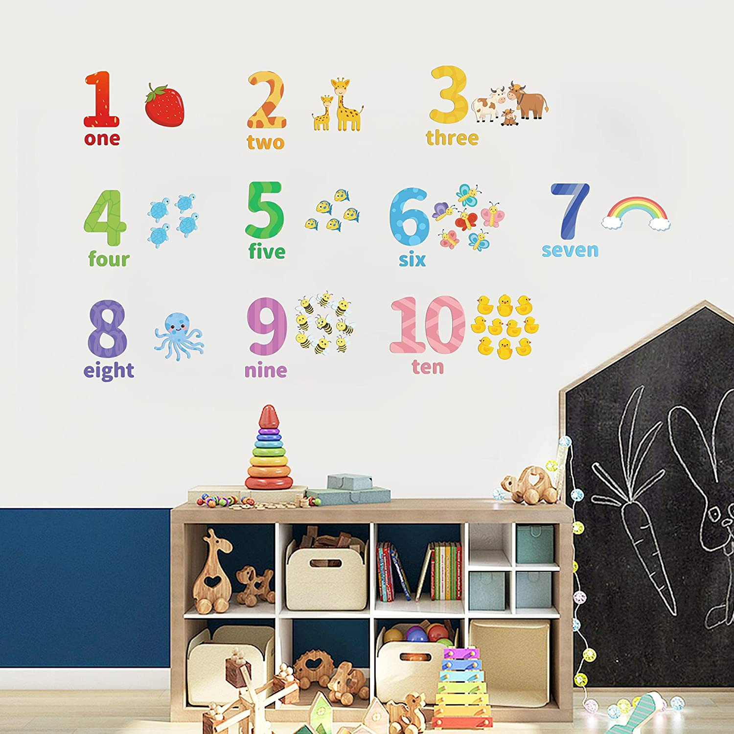 Large Number Wall Decals Stickers Educational Learning Wall Sticker Animal Arabi