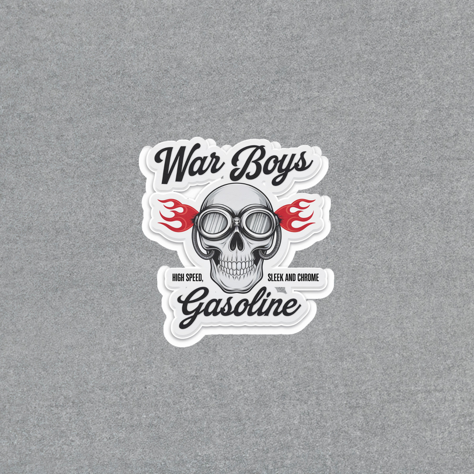 War Boys Gasoline High Speed Shiny and Chrome Skull Sticker #5928