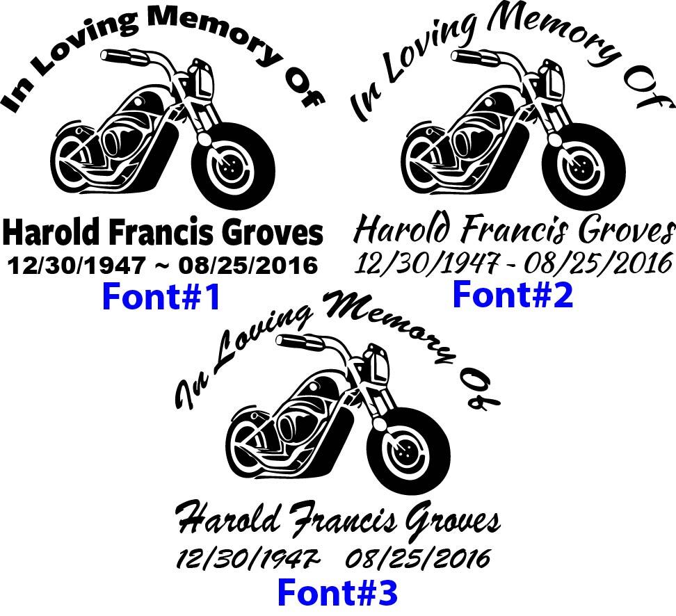 In Loving Memory – Chopper Bike Motorcycle Sticker Decal Memorial Personalized