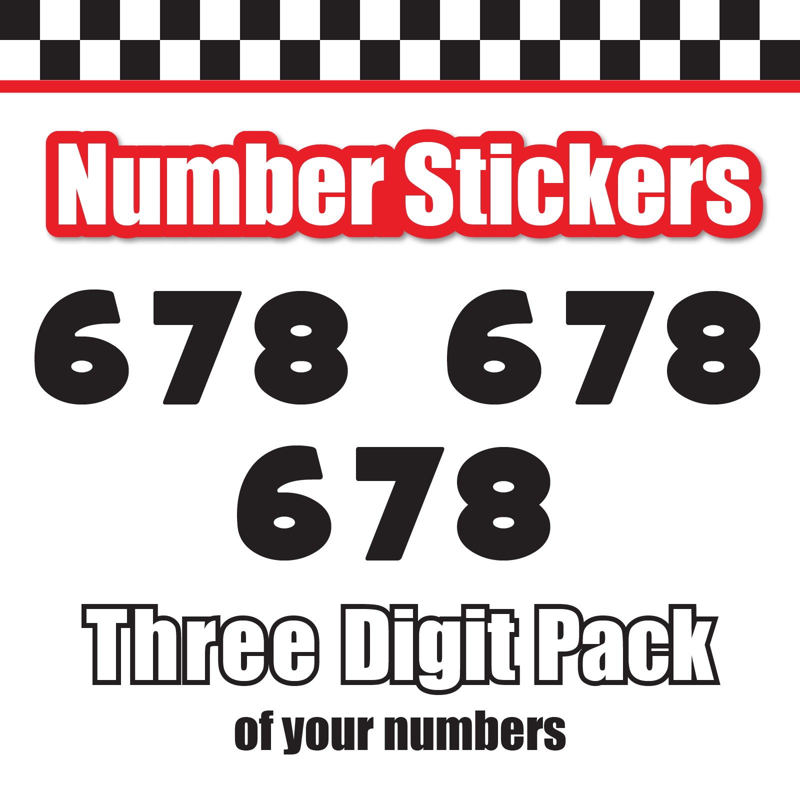 3 Digit Single Number Stickers Custom Decal Locker Door 3pcs WhoopAss