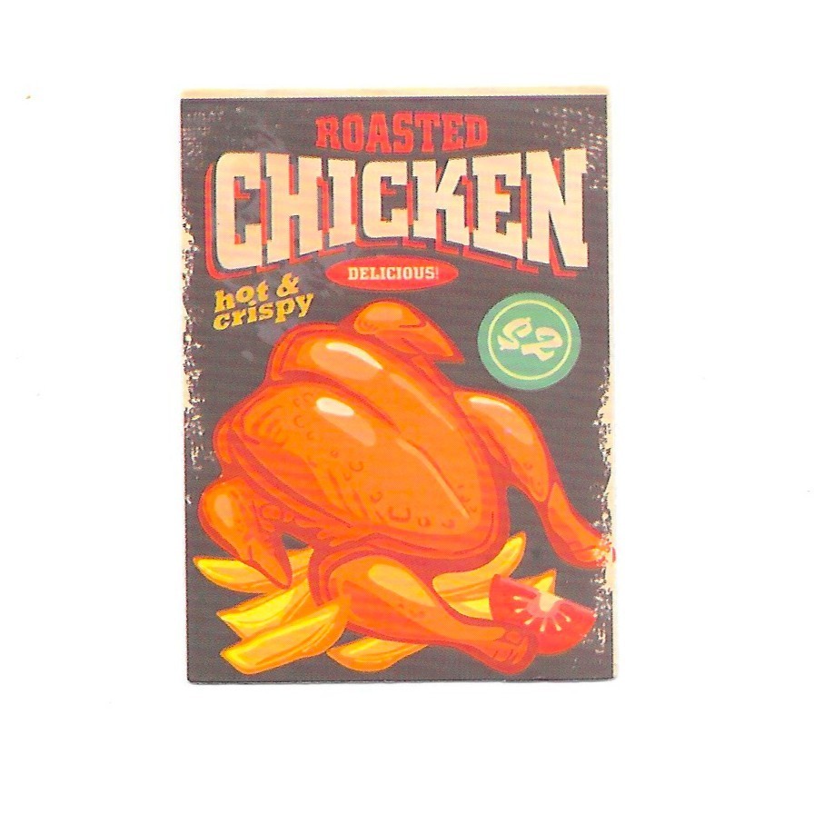 Roasted Chicken Hot Crispy Delicious Vintage Fast Food Ad Sticker Diner Chef