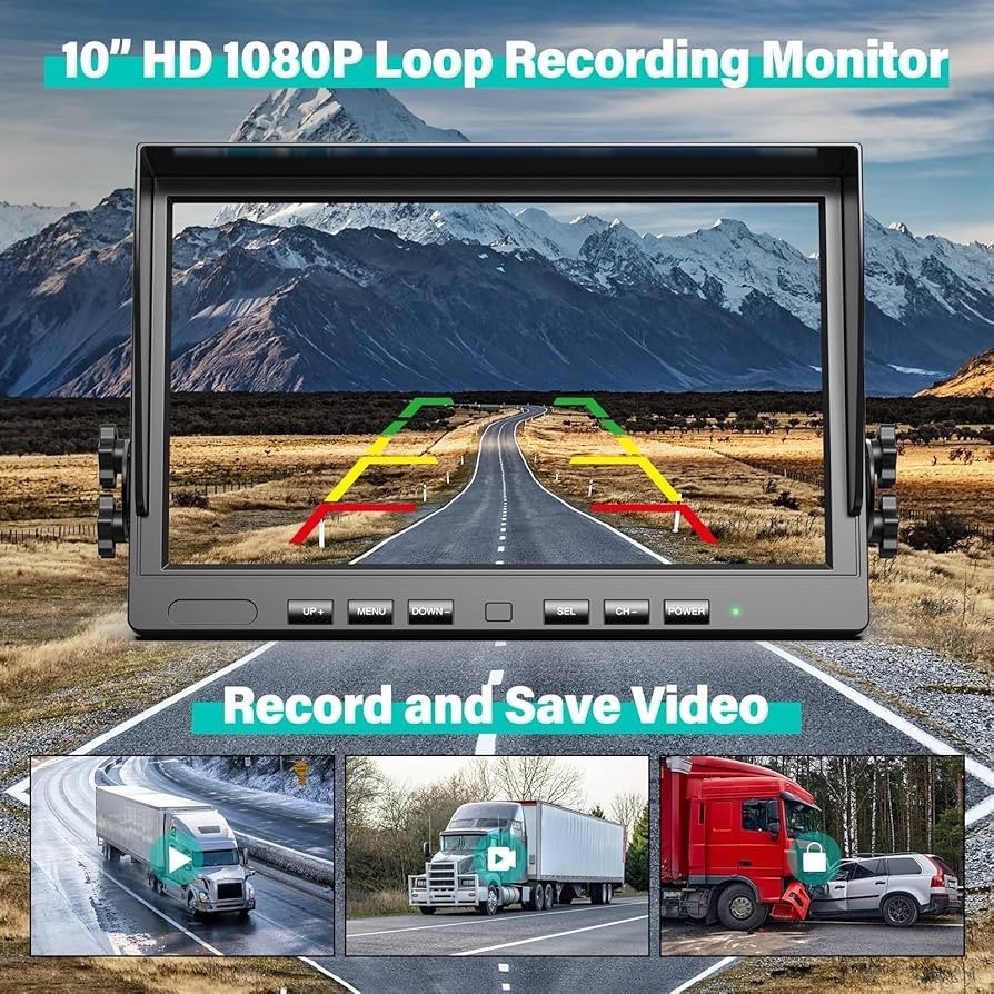 10.1″ Wireless Solar Magnetic 9600mA Backup Camera IPS Monitor DVR for Truck RVs