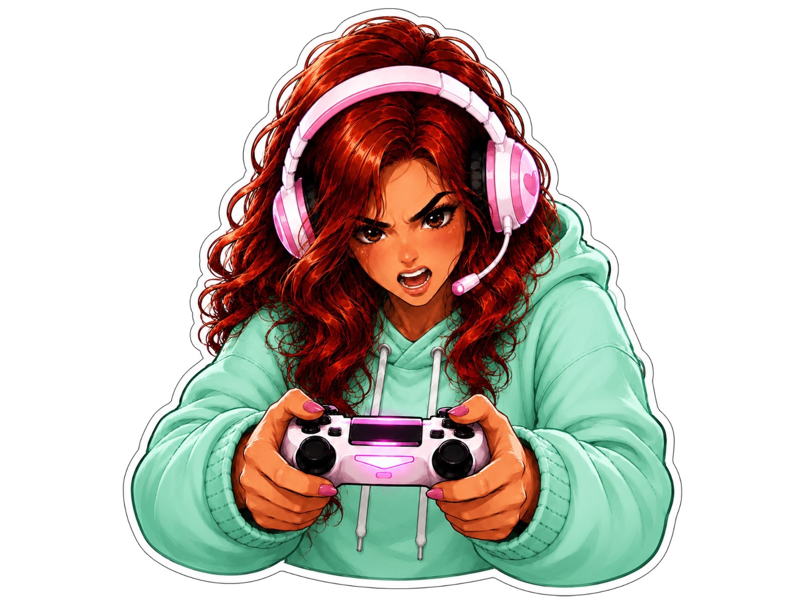 Gamer Girl Sticker Decal – Gamer Girl Controller Laptop Window Car 3.2″