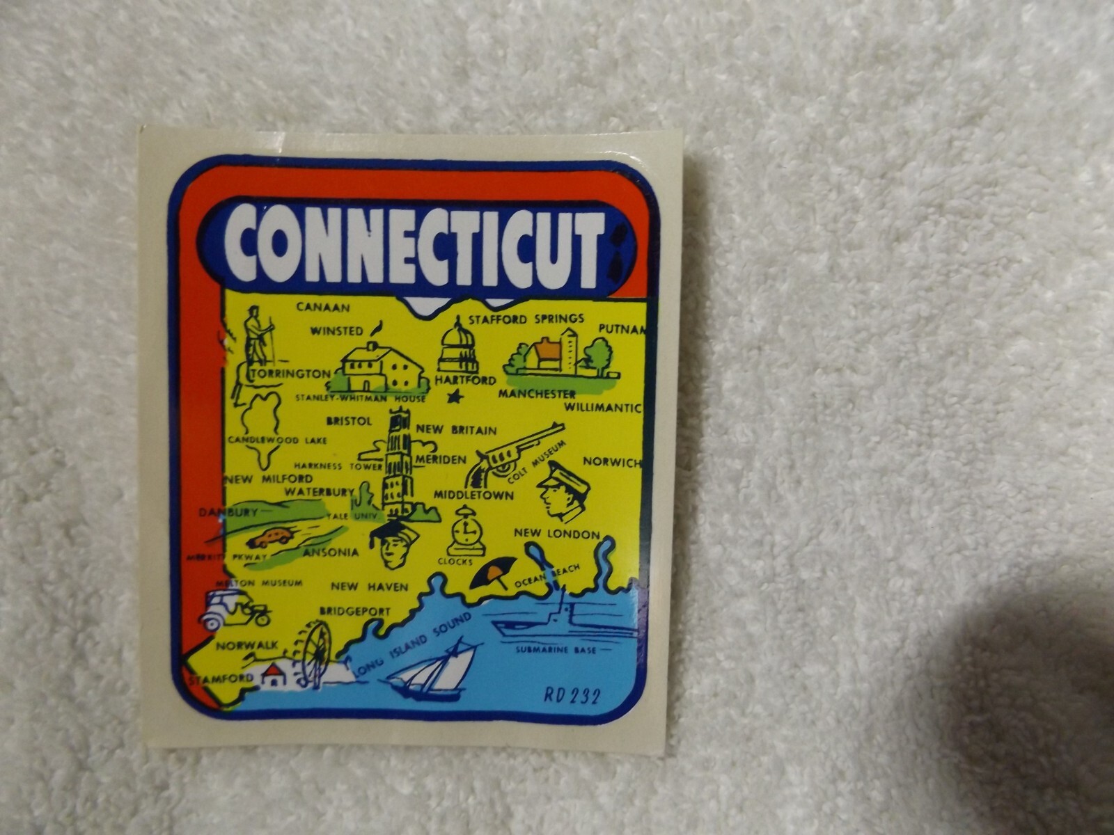 CONNECTICUT Vintage 1960s Decal in original sleeve