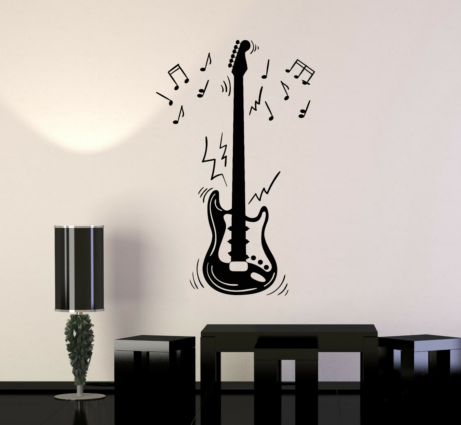 Vinyl Wall Decal Electric Guitar Notes Musical Instrument Music Sticker (ig5287)