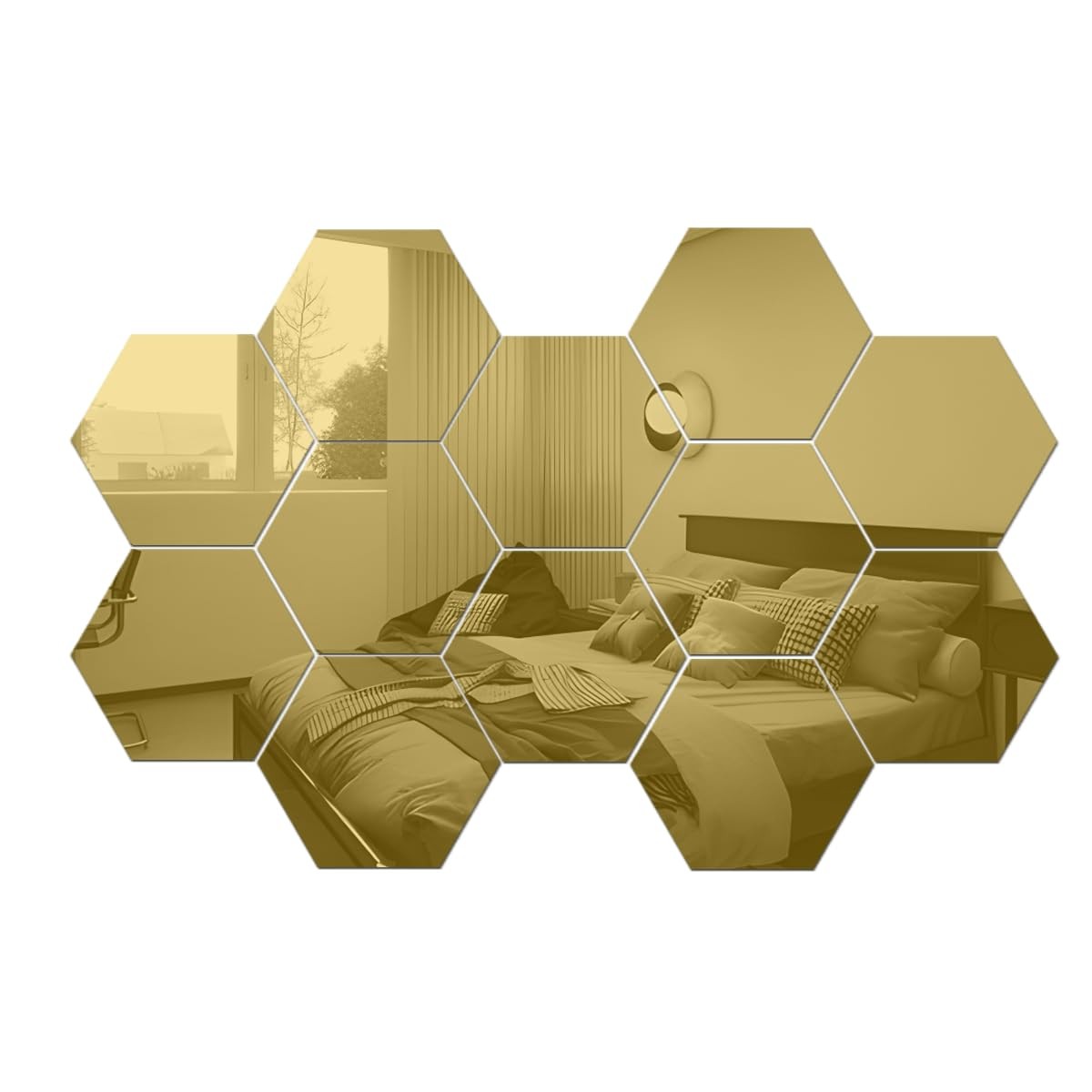 Mirror Wall Stickers – 12PCS Hexagon Art DIY Decorative Acrylic Sheet Plastic…