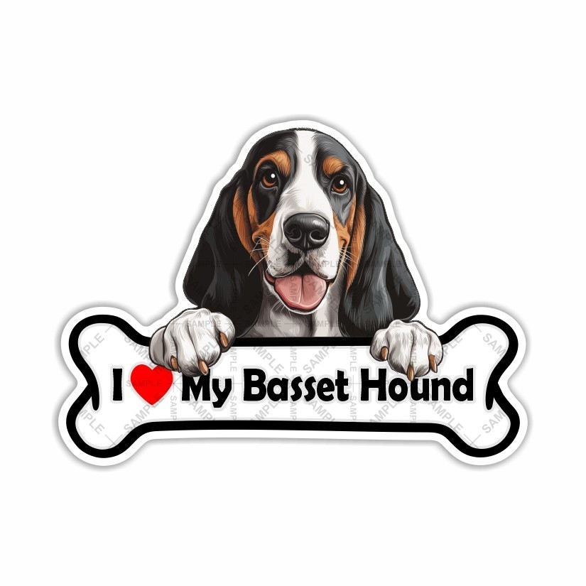I Love My Basset Hound, Dog, Pet, Sticker, Peel N’ Stick, Different Sizes
