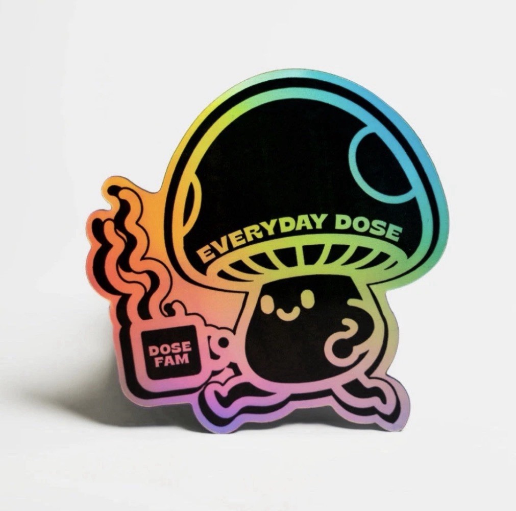 Everyday Dose Mushroom Mushy Holographic Magnet 3.5” Coffee Promo Rainbow Decal