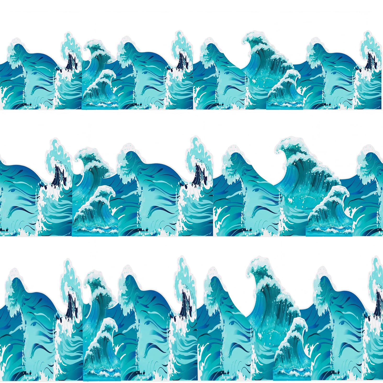 48 Pcs Ocean Waves Stickers 10/8/6 Inch Ocean Borders Bulletin Trim 3 Sizes S…
