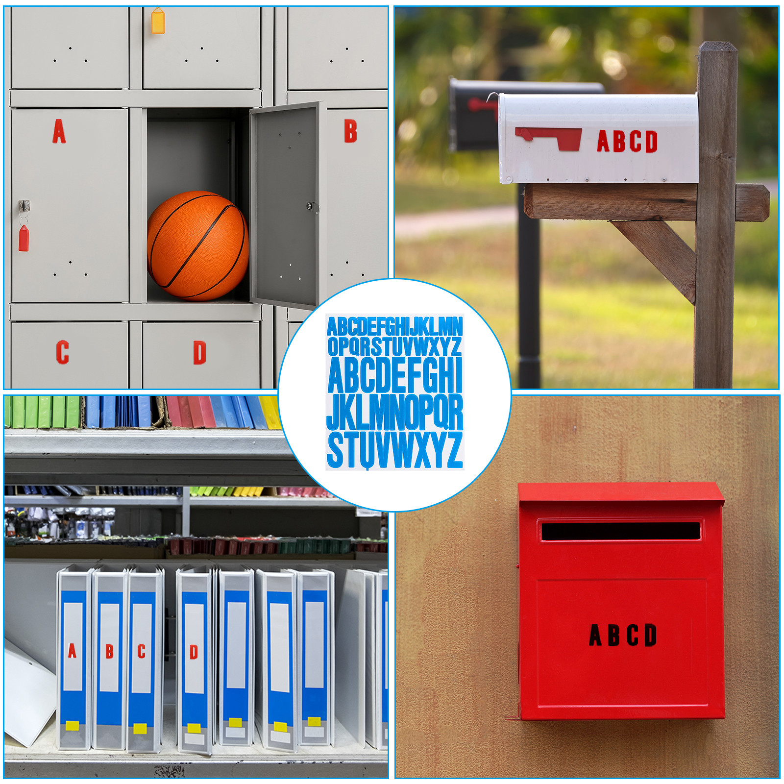 12 Sheet Letter Stickers 1 Inch 2 Inch Self Adhesive Alphabet Sticker Lake Blue