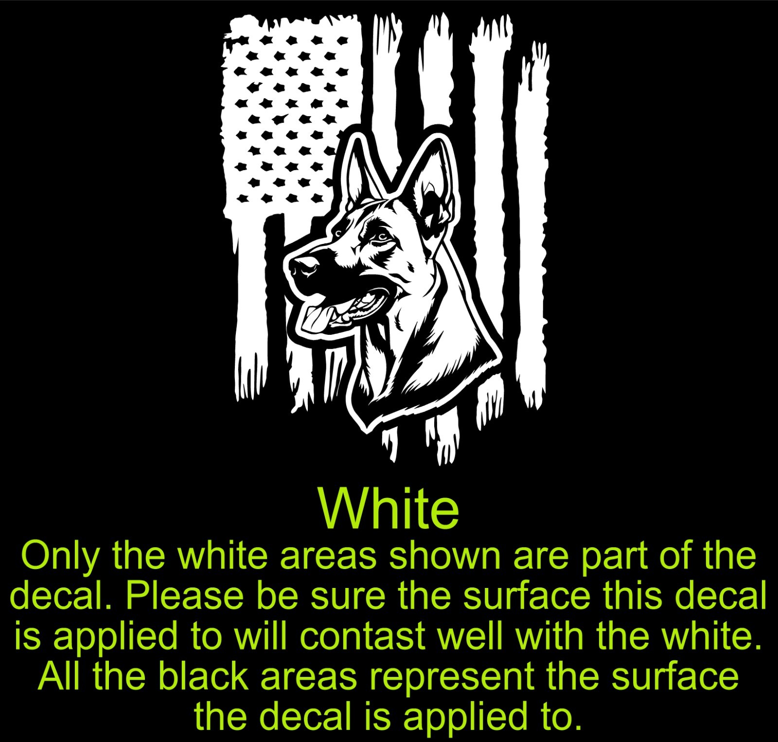 Distressed American Flag Belgian Malinois Dog Puppy USA Patriot Decal Sticker #2