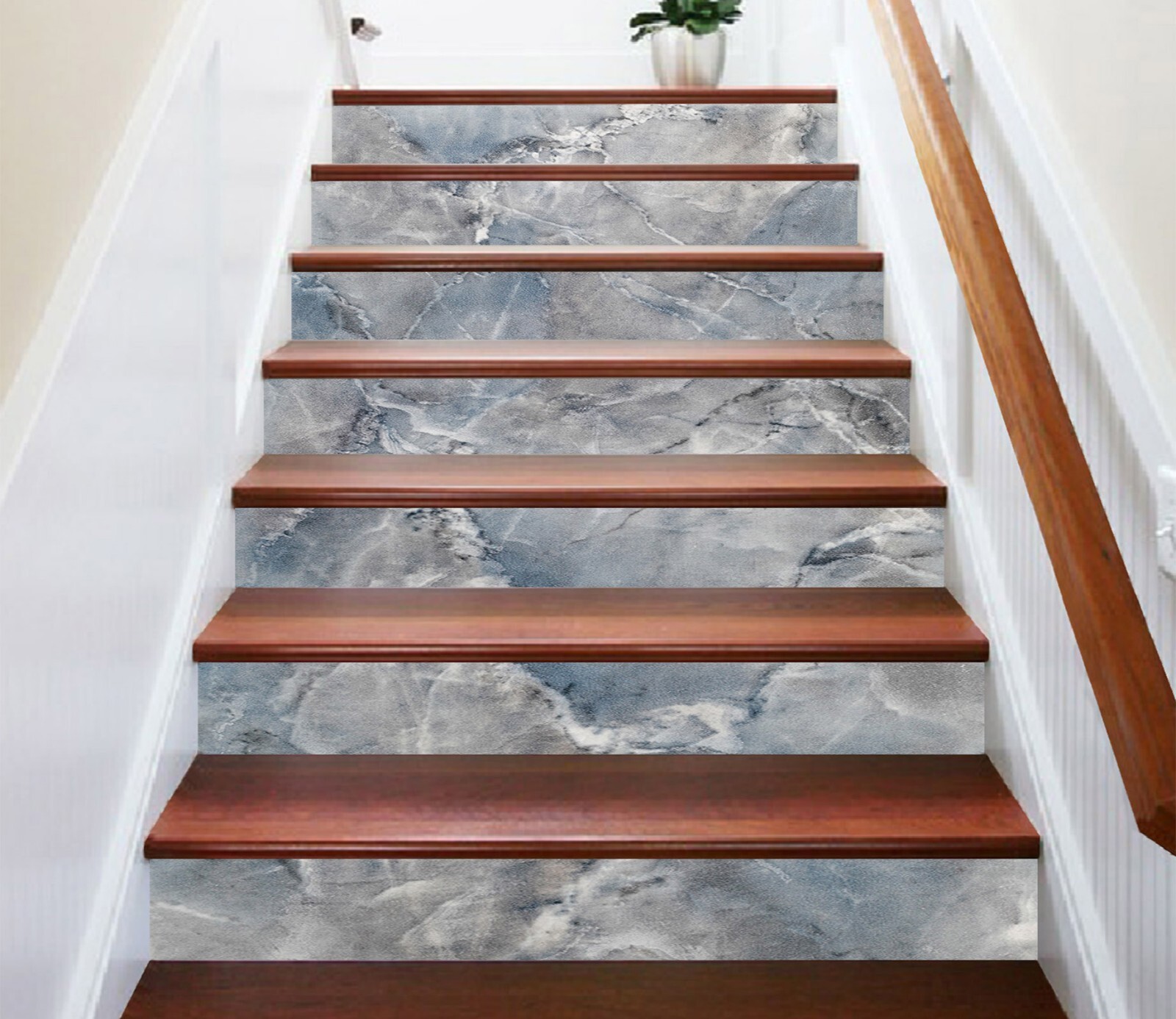 3D Gray Marble ZHU301 Stairs Risers Decoration Photo Mural Vinyl Wallpaper Amy