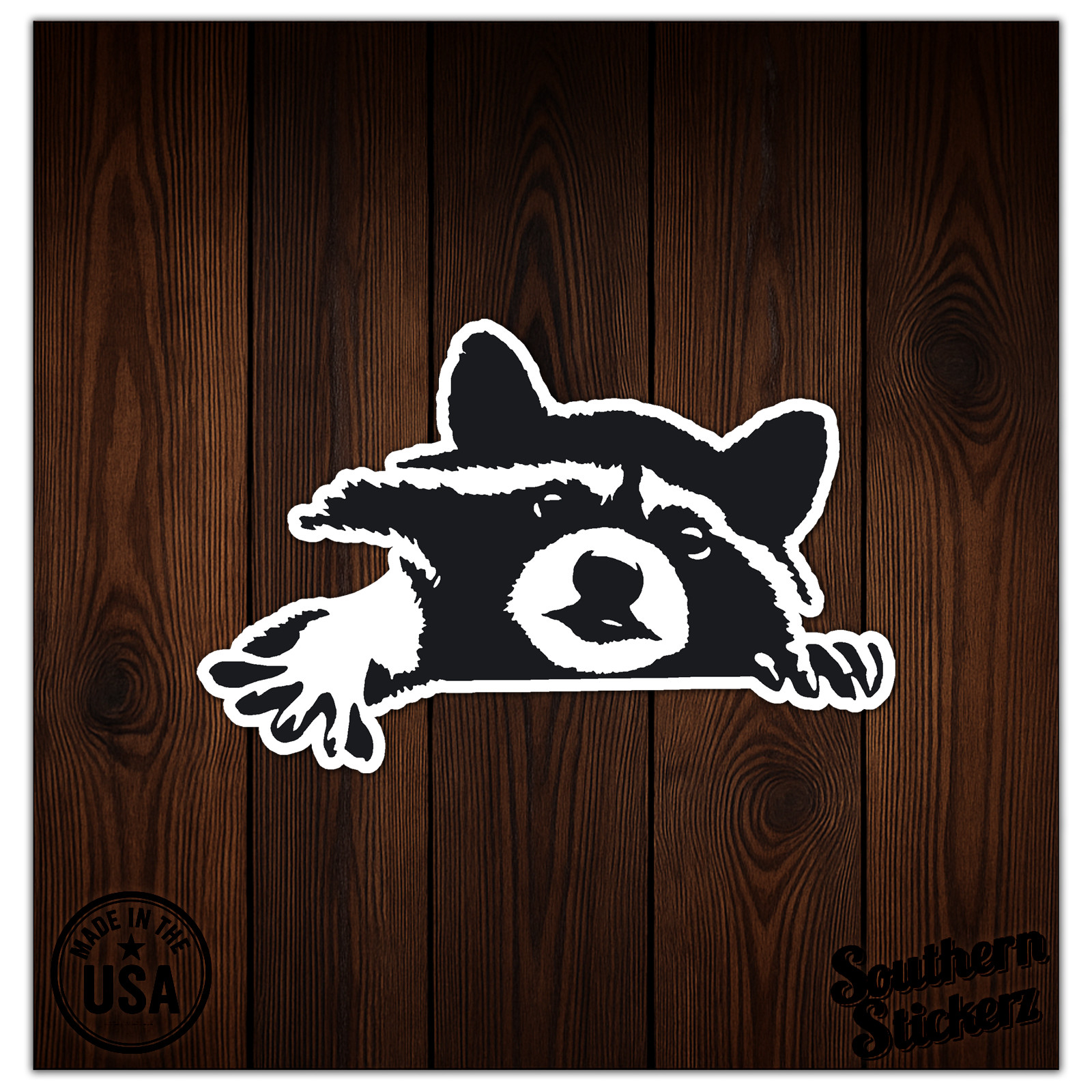 Peeking Raccoon – Vinyl Decal Sticker – Car Window Laptop – ebn12049