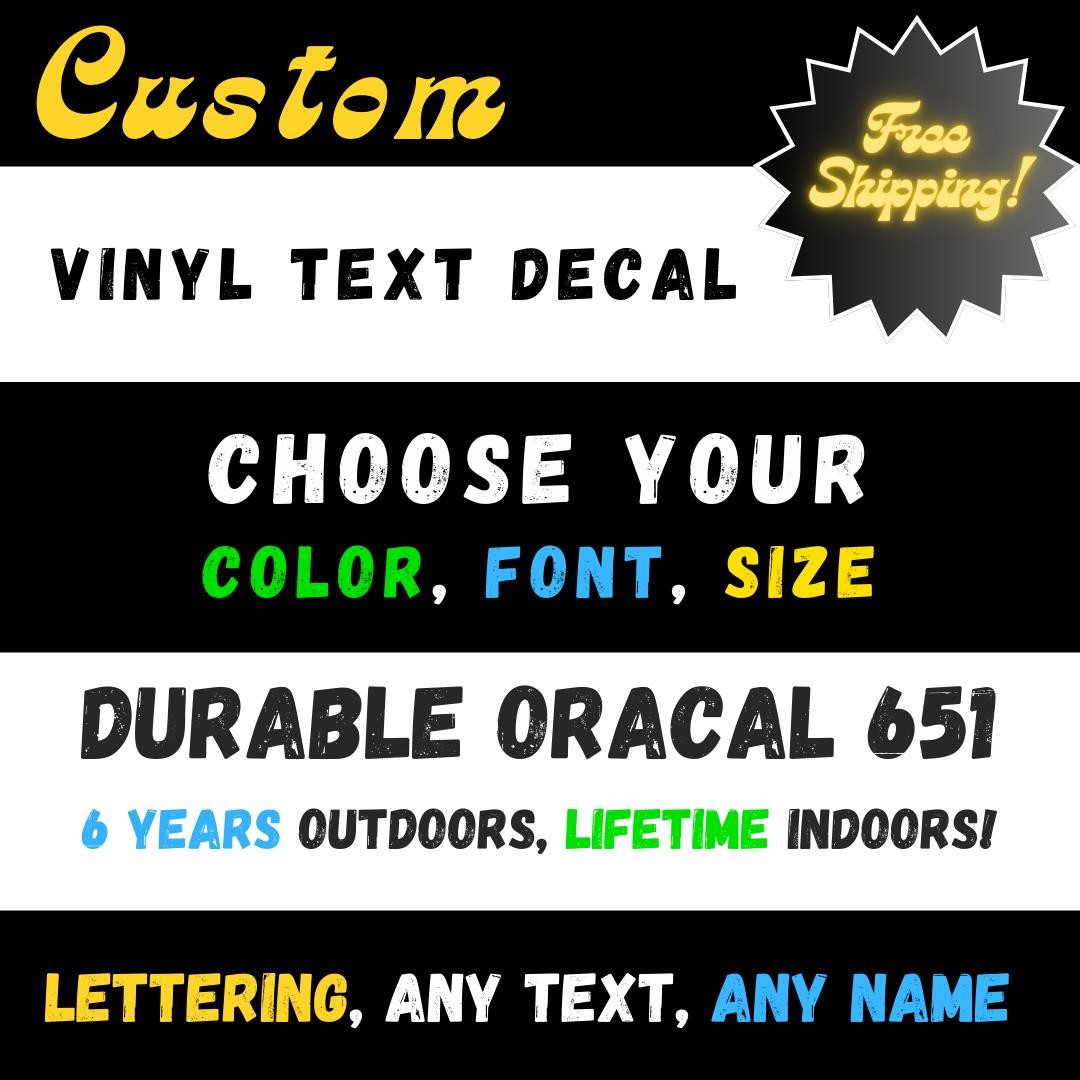 Custom Personalized Vinyl Decal Sticker – Any Text & Name – Lettering – Message