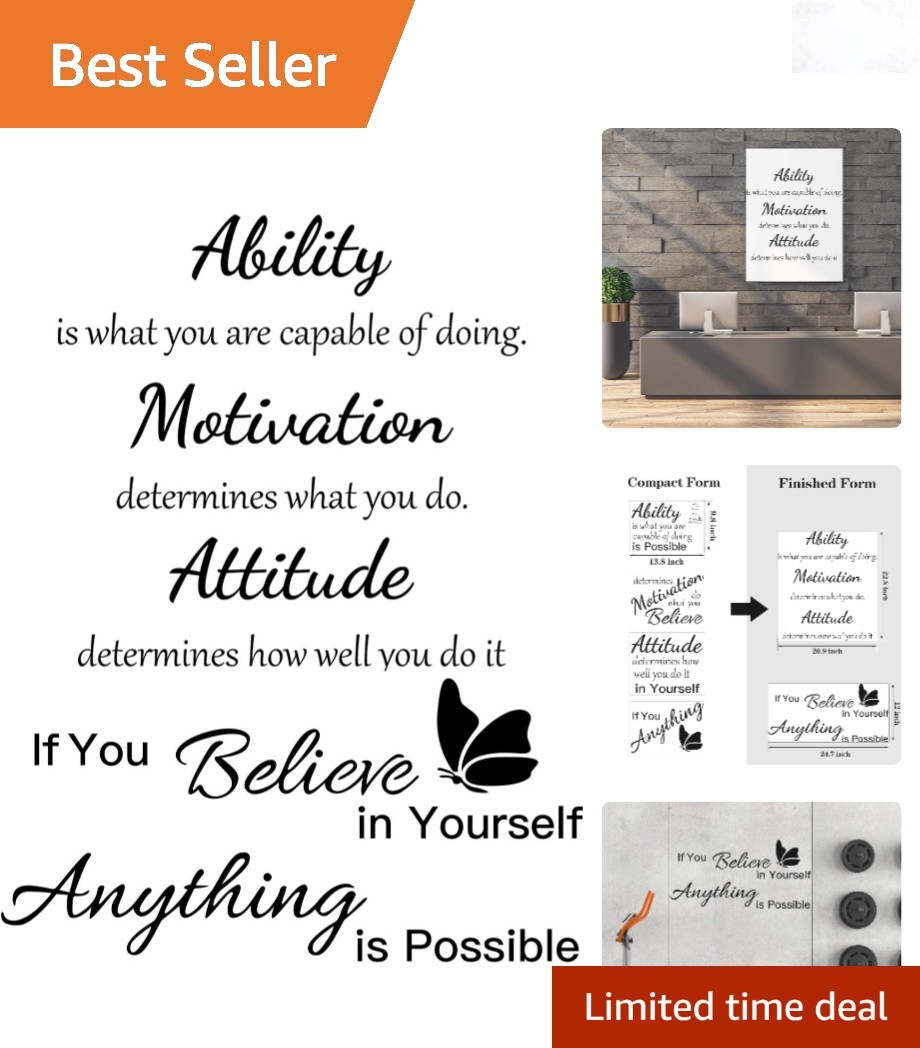 2 Sheets Motivational Wall Quotes Decals Ability Attitude Believe Home Office…