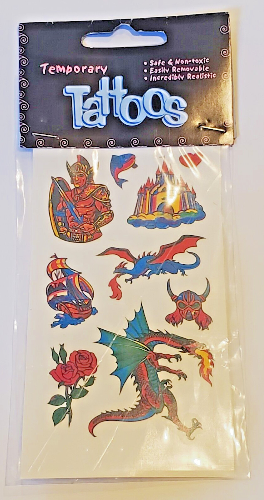 NEW-9 Dragon Temporary Tattoos-Fish Roses