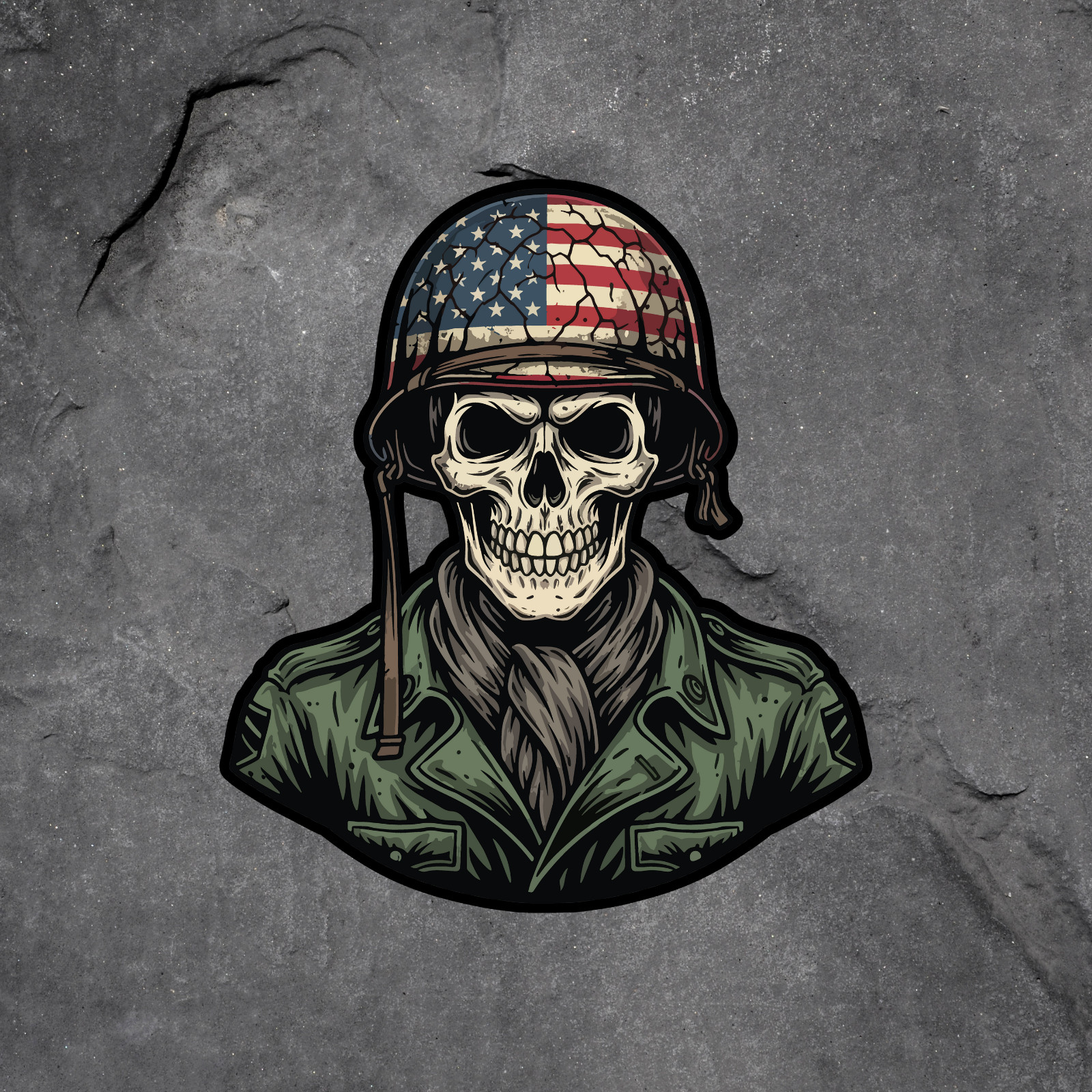 Military Skull sticker vinyl decal soldier helmet patriotic veteran art