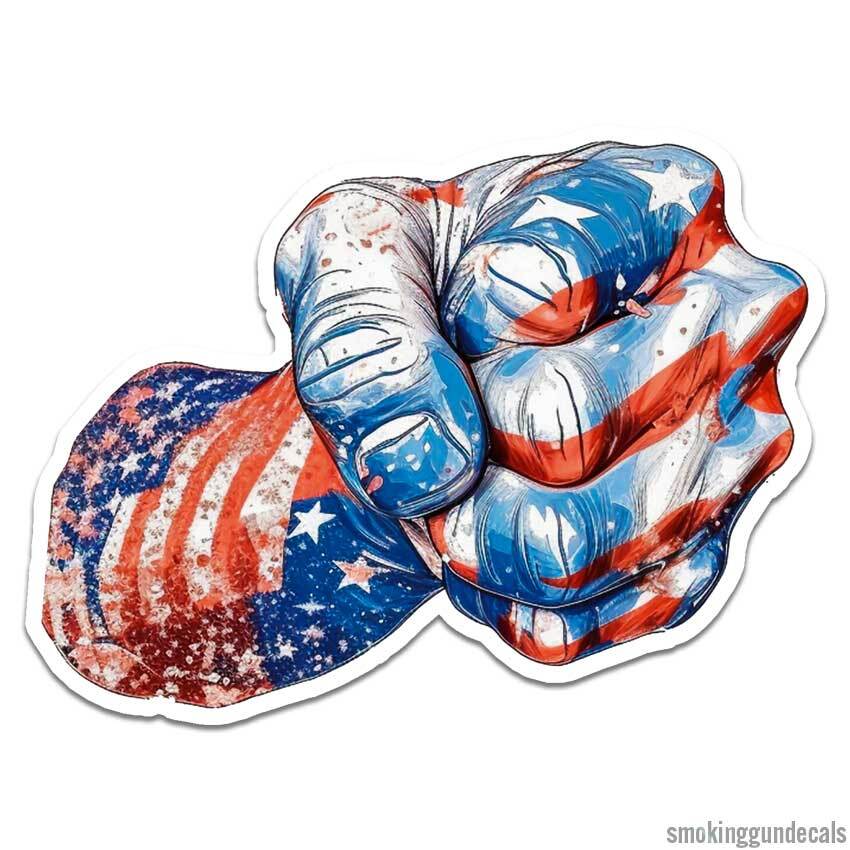 Fist American Flag USA, Vinyl Decal Sticker, Indoor Outdoor, 3 Sizes, #12080