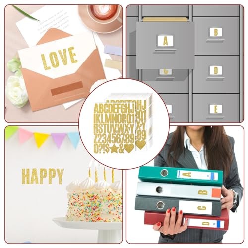 368 PCS Gold Letter Stickers 2 Inch Self-Adhesive Large Glitter Alphabet