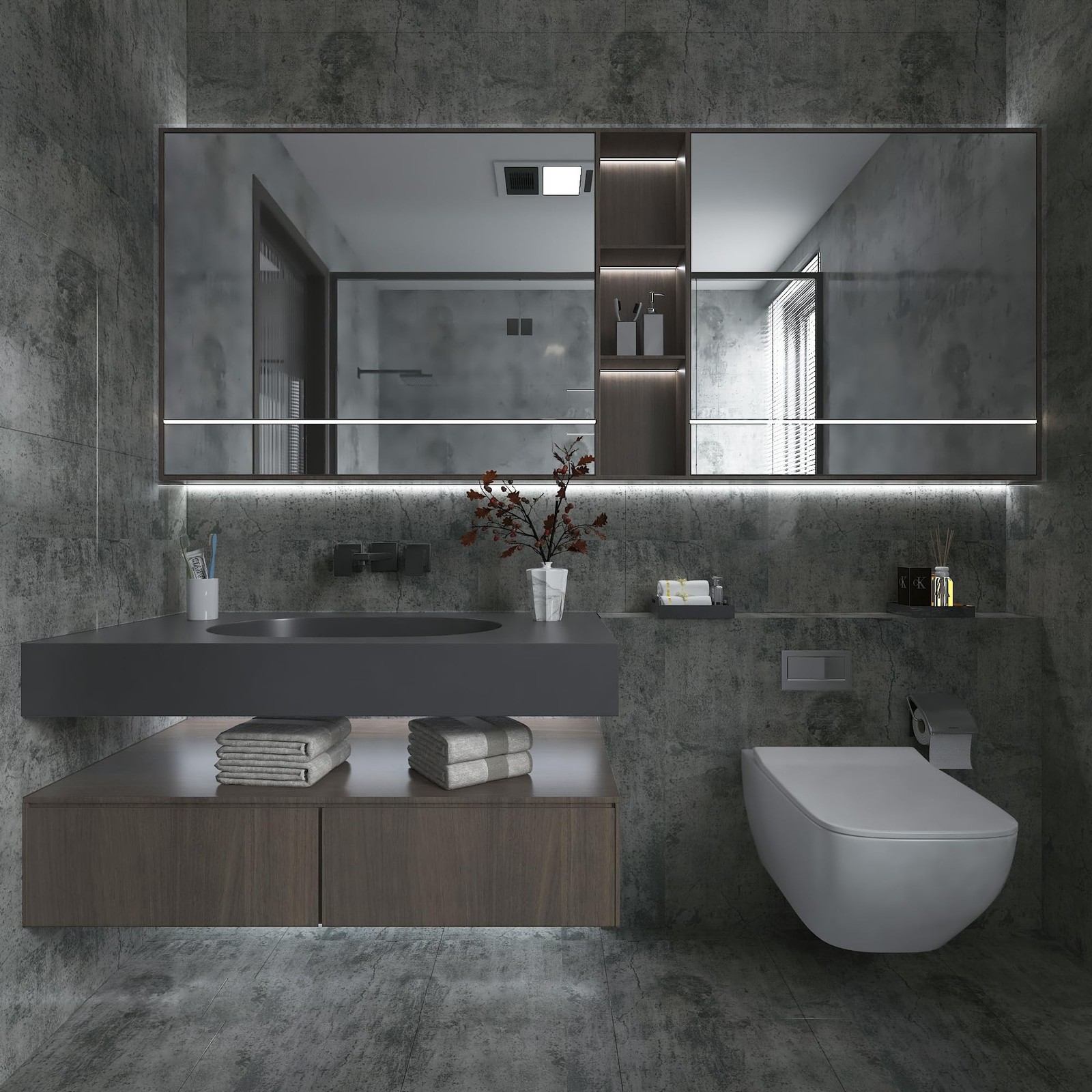 Gray Concrete Contact Paper Matte Thick Textured Grey Cement Wallpaper Peel S…
